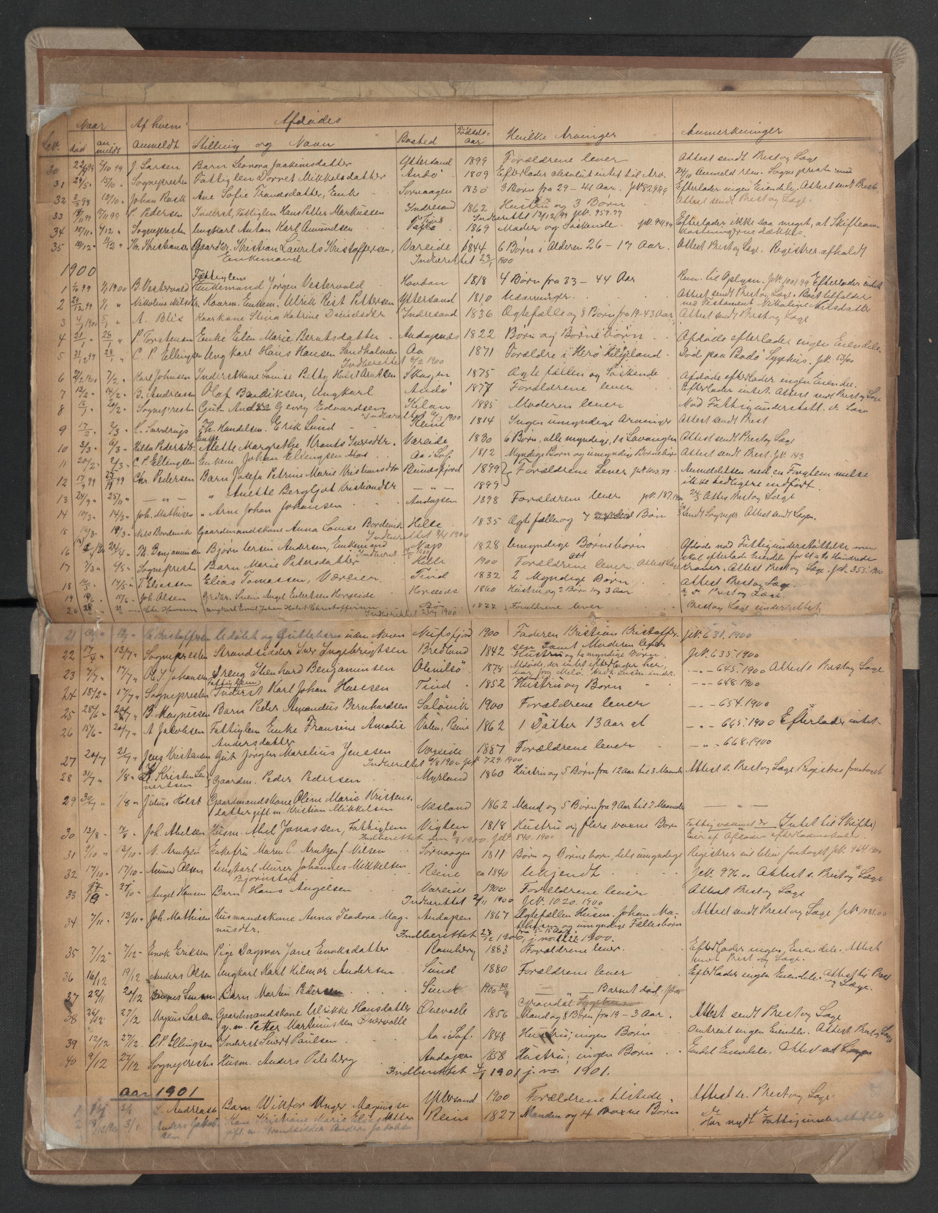 Flakstad og Moskenes lensmannskontor, AV/SAT-A-5685/1/02/L0001: 2.01.01 - Dødsfallsprotokoll, 1875-1903