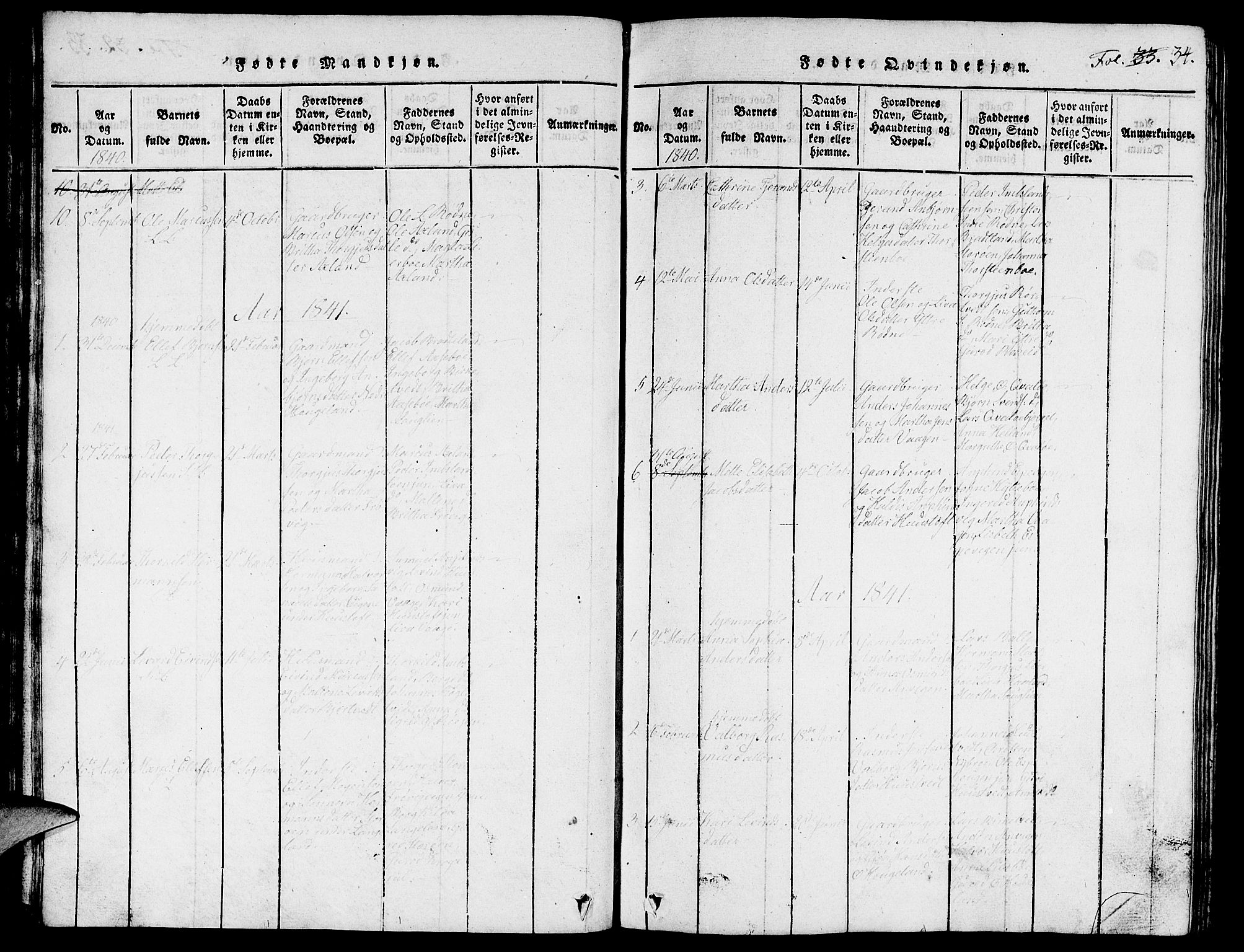 Vikedal sokneprestkontor, SAST/A-101840/01/V: Parish register (copy) no. B 3, 1816-1867, p. 34