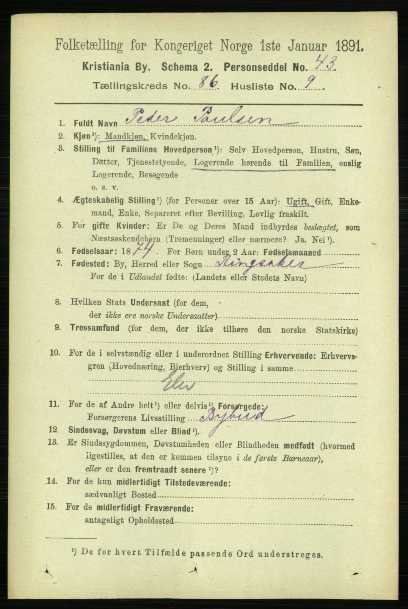 RA, 1891 census for 0301 Kristiania, 1891, p. 43320