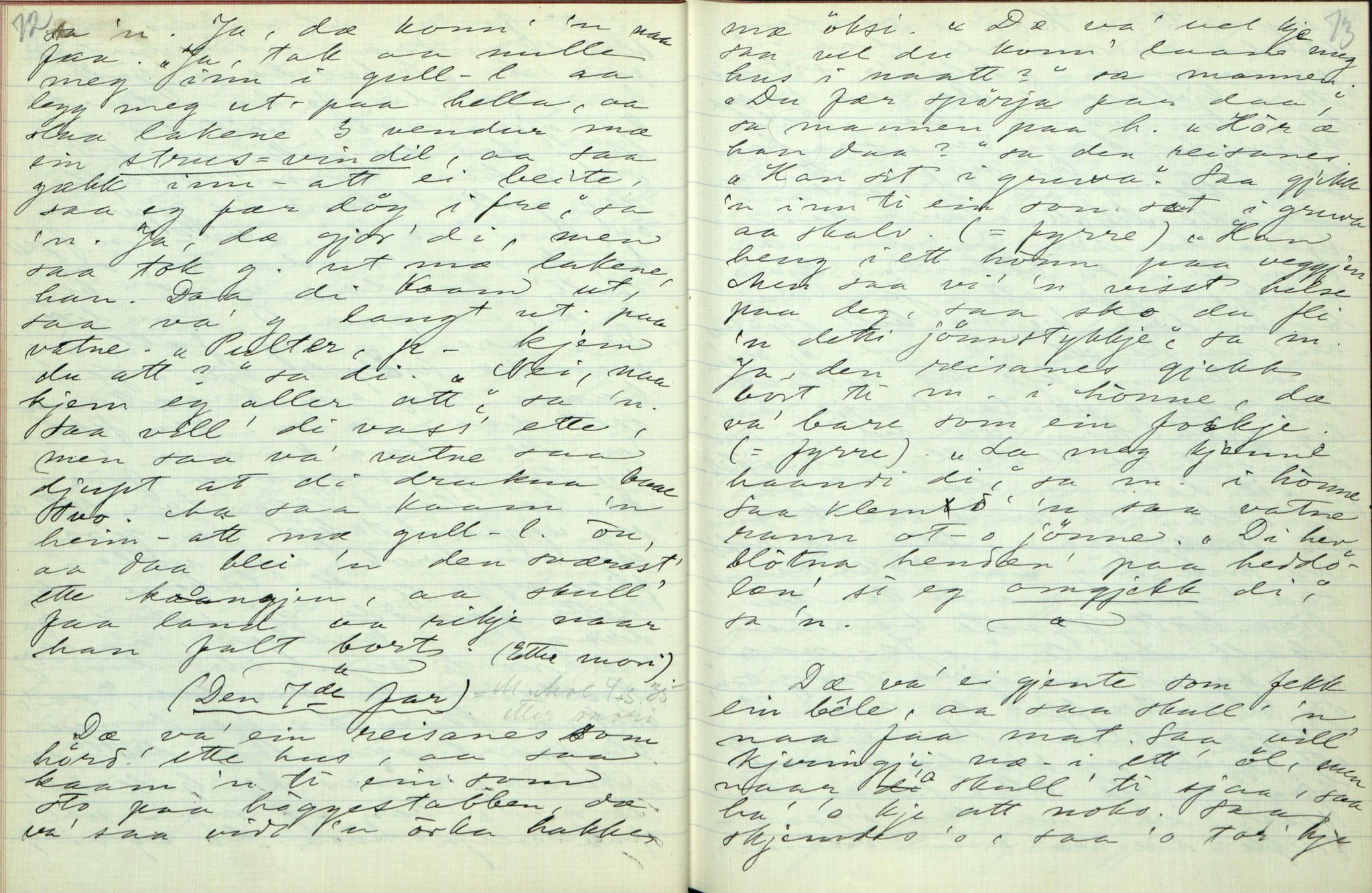 Rikard Berge, TEMU/TGM-A-1003/F/L0003/0034: 061-100 Innholdslister / 92 Flatdal. Hjartdal, 1910, p. 72-73