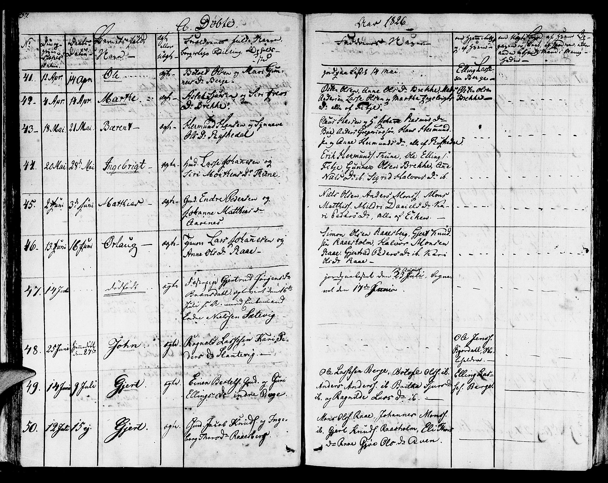 Lavik sokneprestembete, AV/SAB-A-80901: Parish register (official) no. A 2I, 1821-1842, p. 37