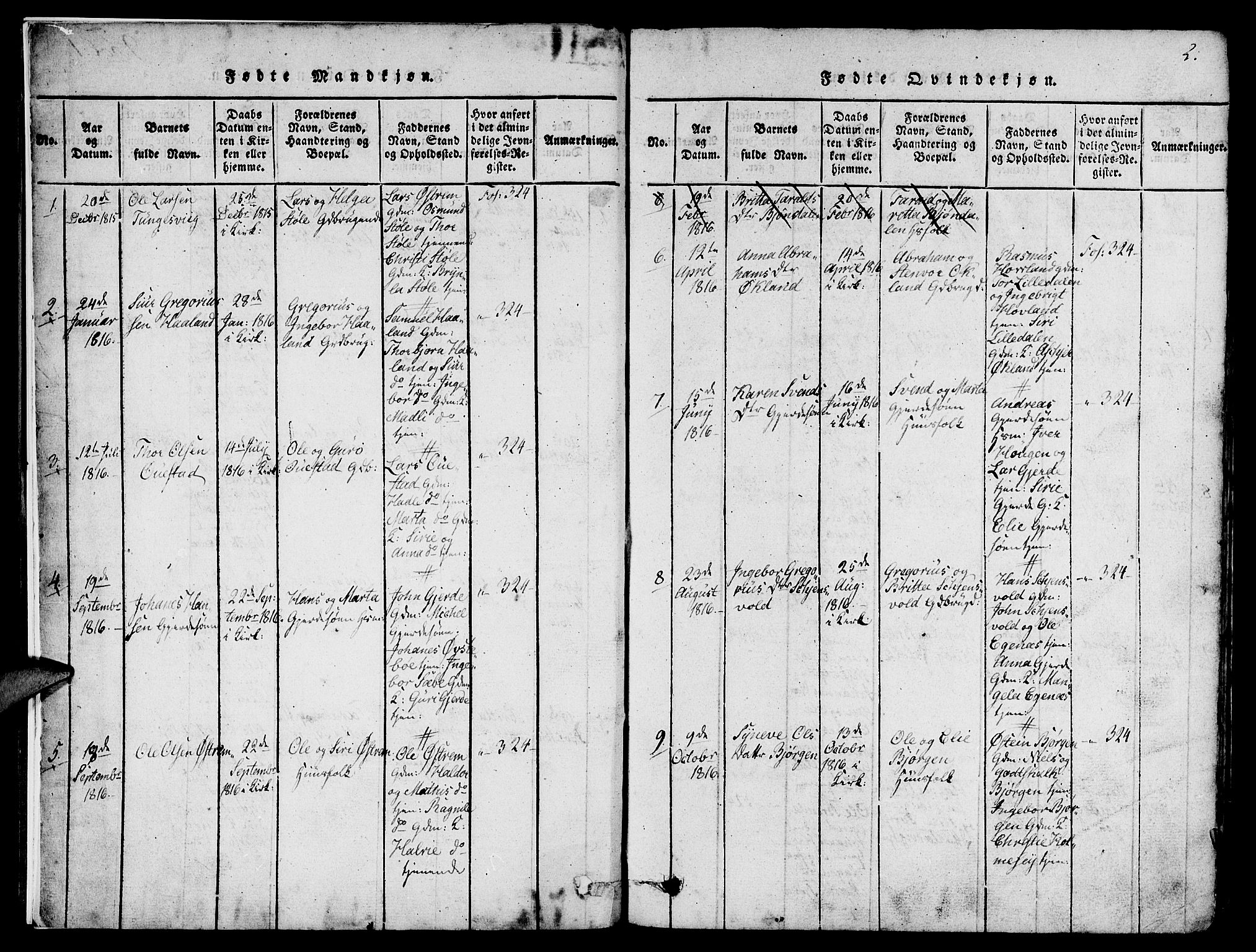 Etne sokneprestembete, AV/SAB-A-75001/H/Haa: Parish register (official) no. A 6, 1815-1831, p. 2