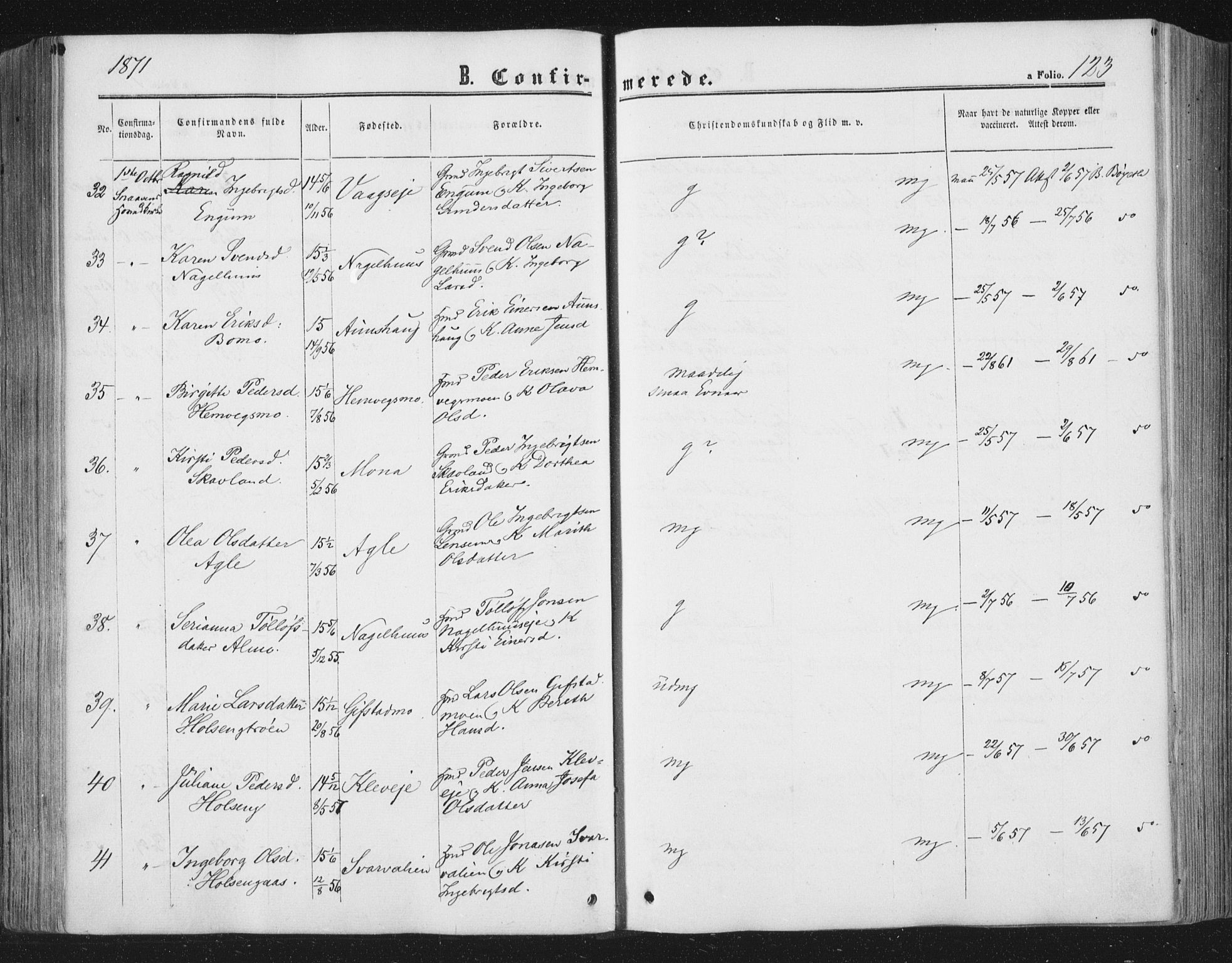 Ministerialprotokoller, klokkerbøker og fødselsregistre - Nord-Trøndelag, SAT/A-1458/749/L0472: Parish register (official) no. 749A06, 1857-1873, p. 123