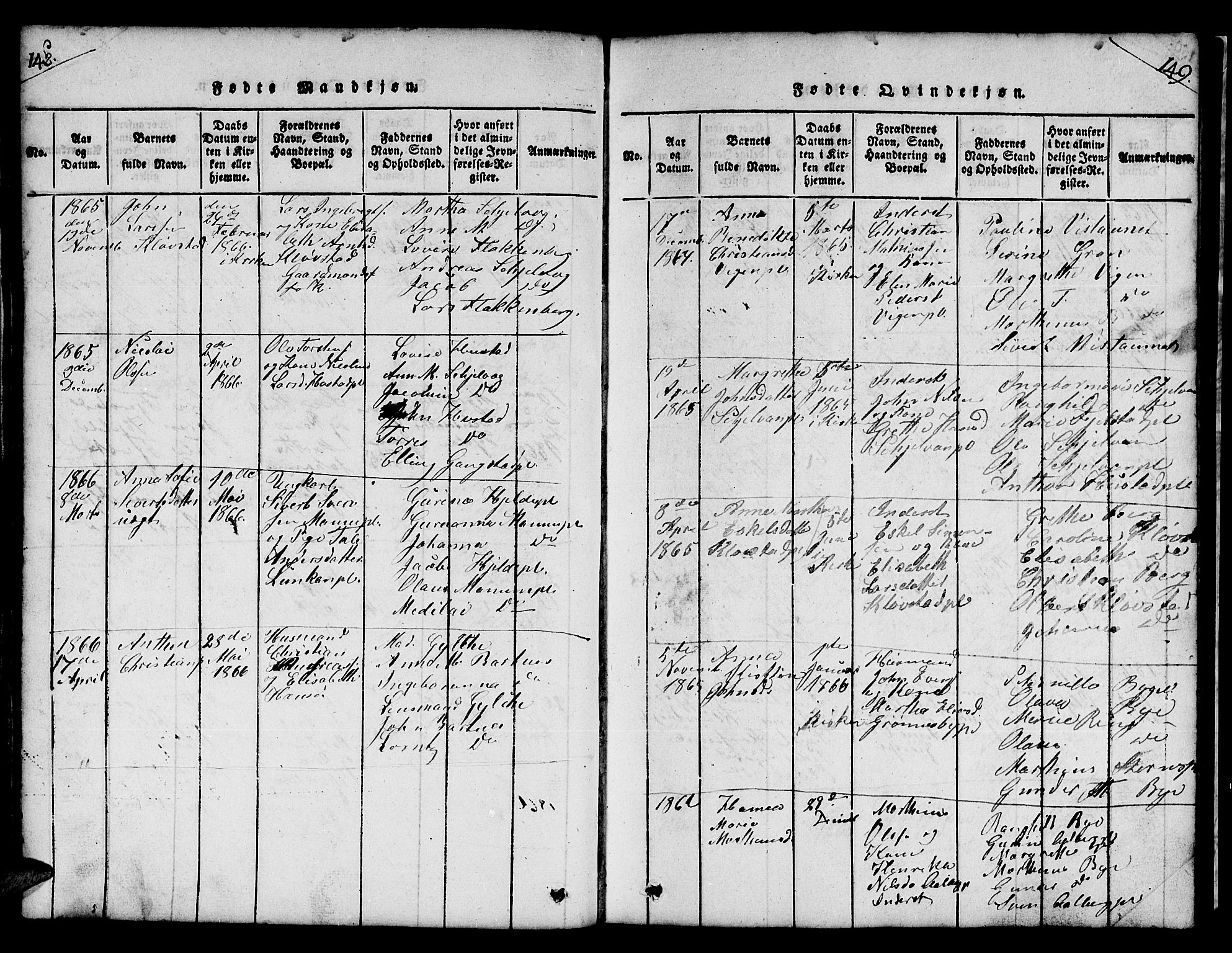 Ministerialprotokoller, klokkerbøker og fødselsregistre - Nord-Trøndelag, AV/SAT-A-1458/732/L0317: Parish register (copy) no. 732C01, 1816-1881, p. 148-149