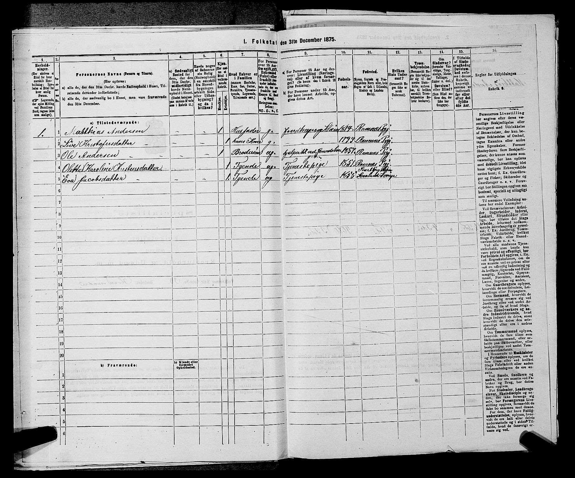 SAKO, 1875 census for 0715P Botne, 1875, p. 195