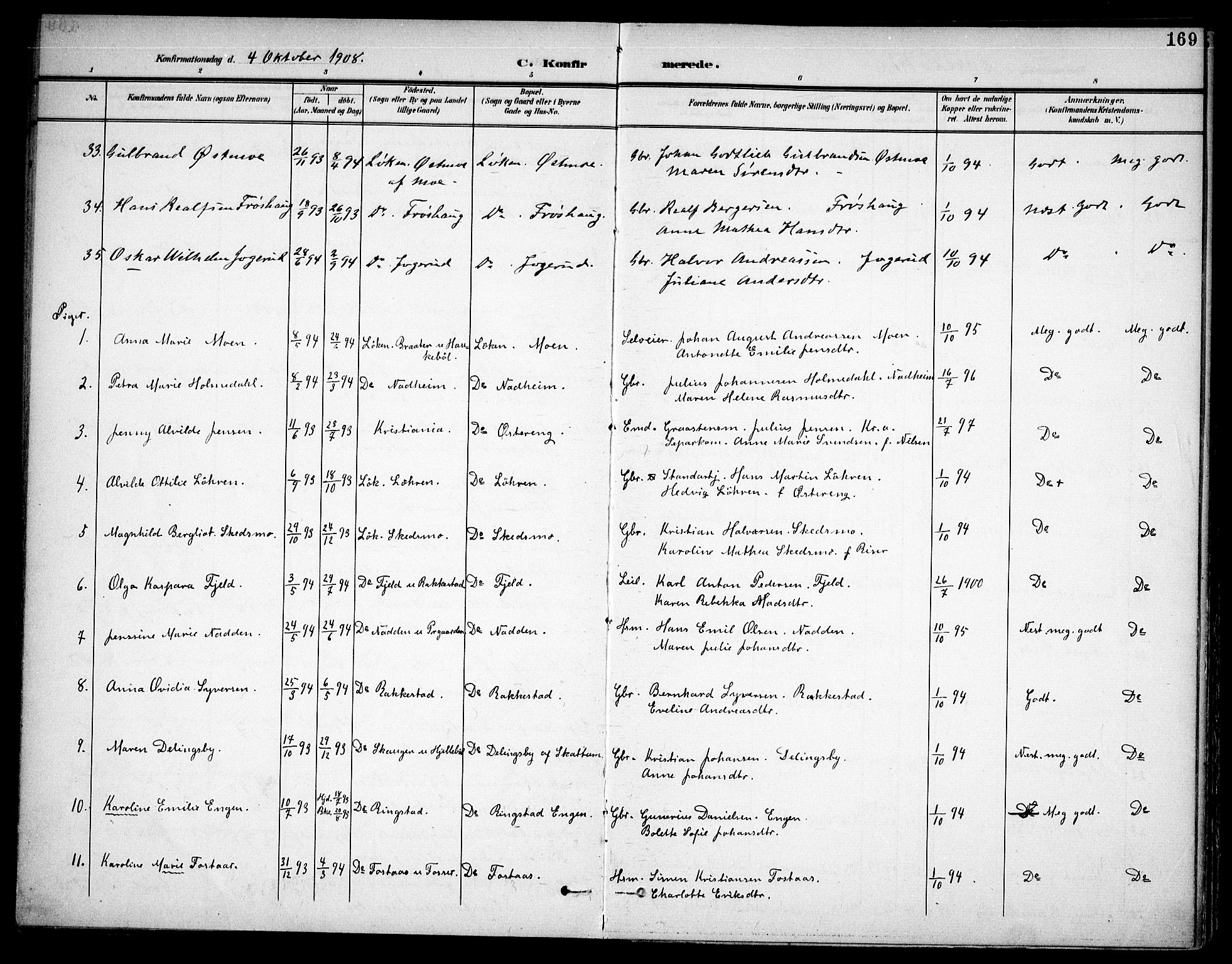 Høland prestekontor Kirkebøker, AV/SAO-A-10346a/F/Fa/L0015: Parish register (official) no. I 15, 1897-1912, p. 169