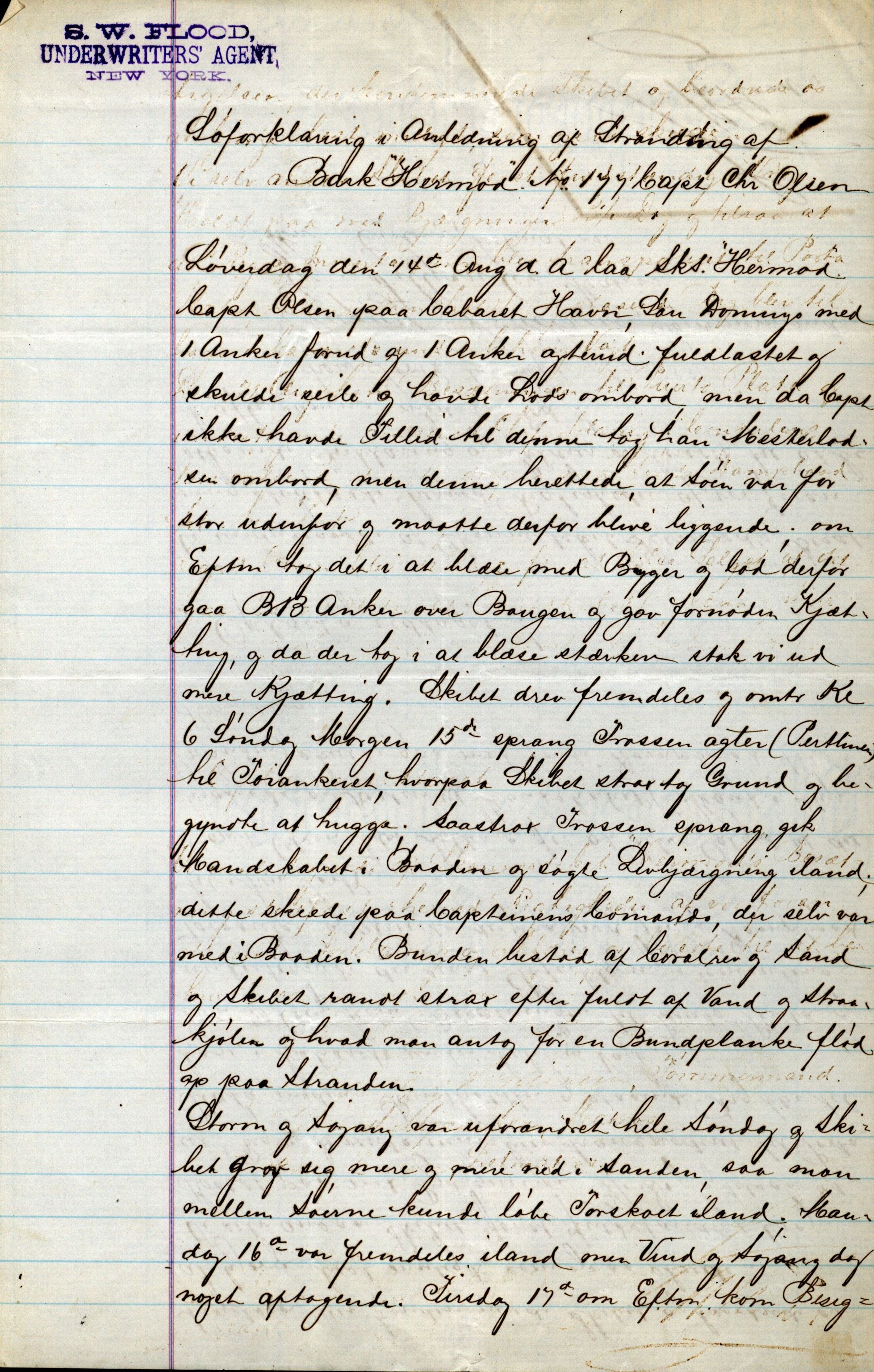 Pa 63 - Østlandske skibsassuranceforening, VEMU/A-1079/G/Ga/L0019/0012: Havaridokumenter / Activ, Ørnen, Hermod, Erato, Herman Lehmkuhl, 1886, p. 15