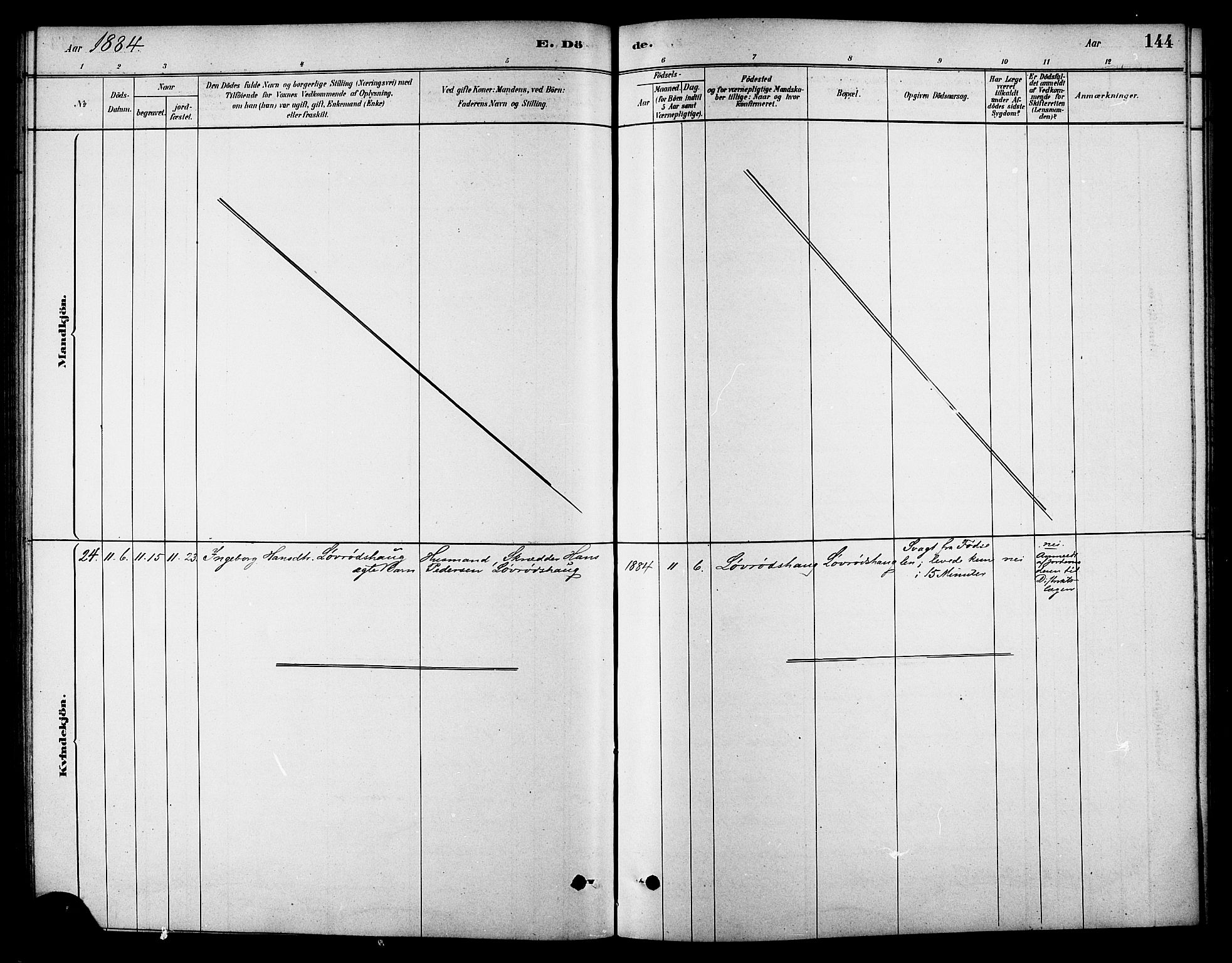 Ministerialprotokoller, klokkerbøker og fødselsregistre - Sør-Trøndelag, AV/SAT-A-1456/688/L1024: Parish register (official) no. 688A01, 1879-1890, p. 144