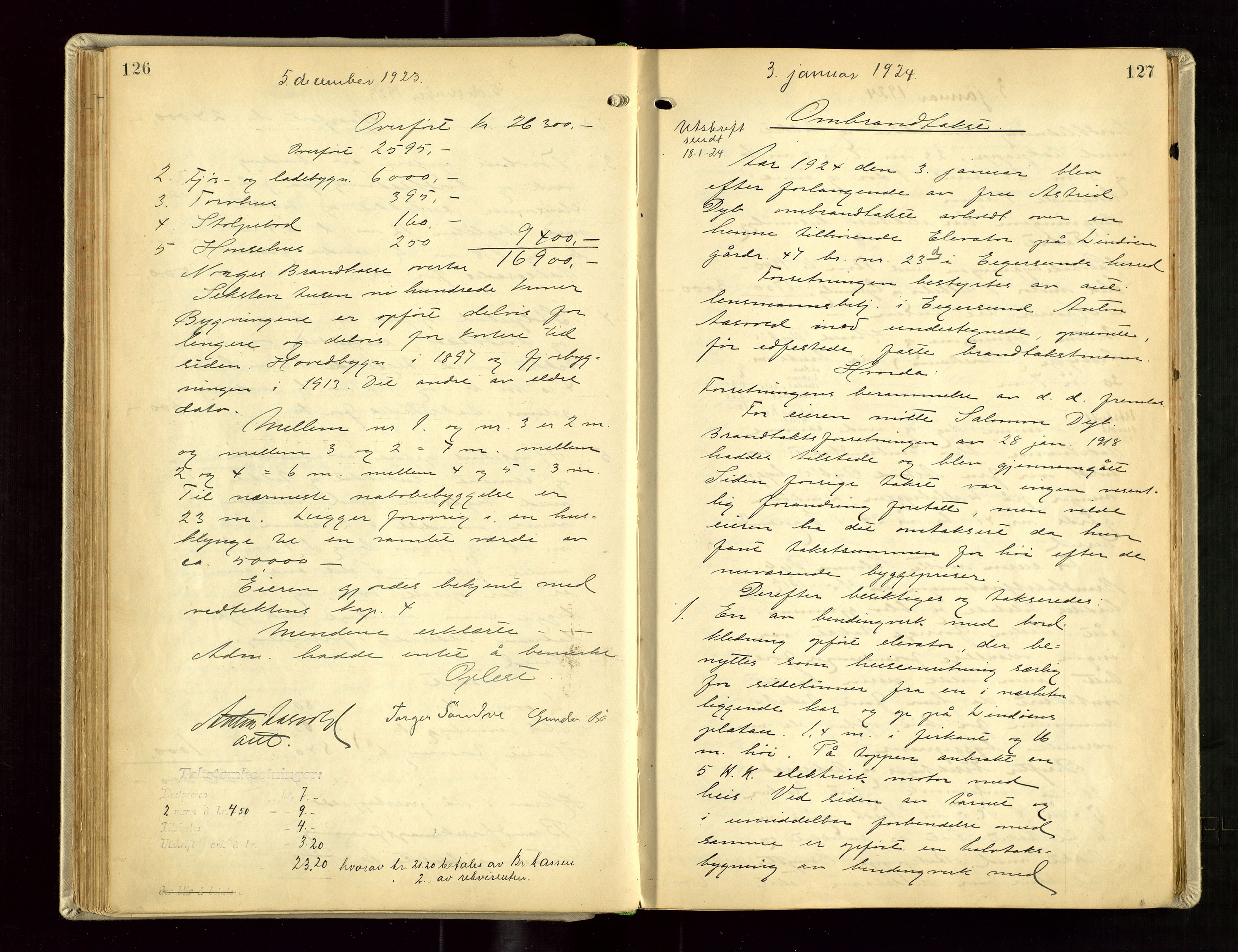 Eigersund lensmannskontor, AV/SAST-A-100171/Goa/L0005: "Branntakstprotokoll", 1921-1936, p. 126-127