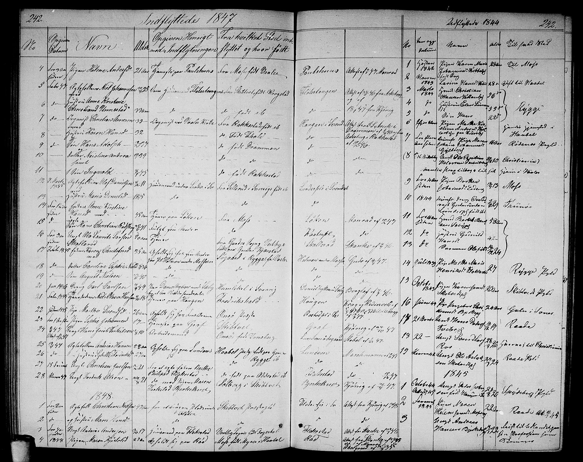 Våler prestekontor Kirkebøker, AV/SAO-A-11083/G/Ga/L0002: Parish register (copy) no. I 2, 1839-1860, p. 242