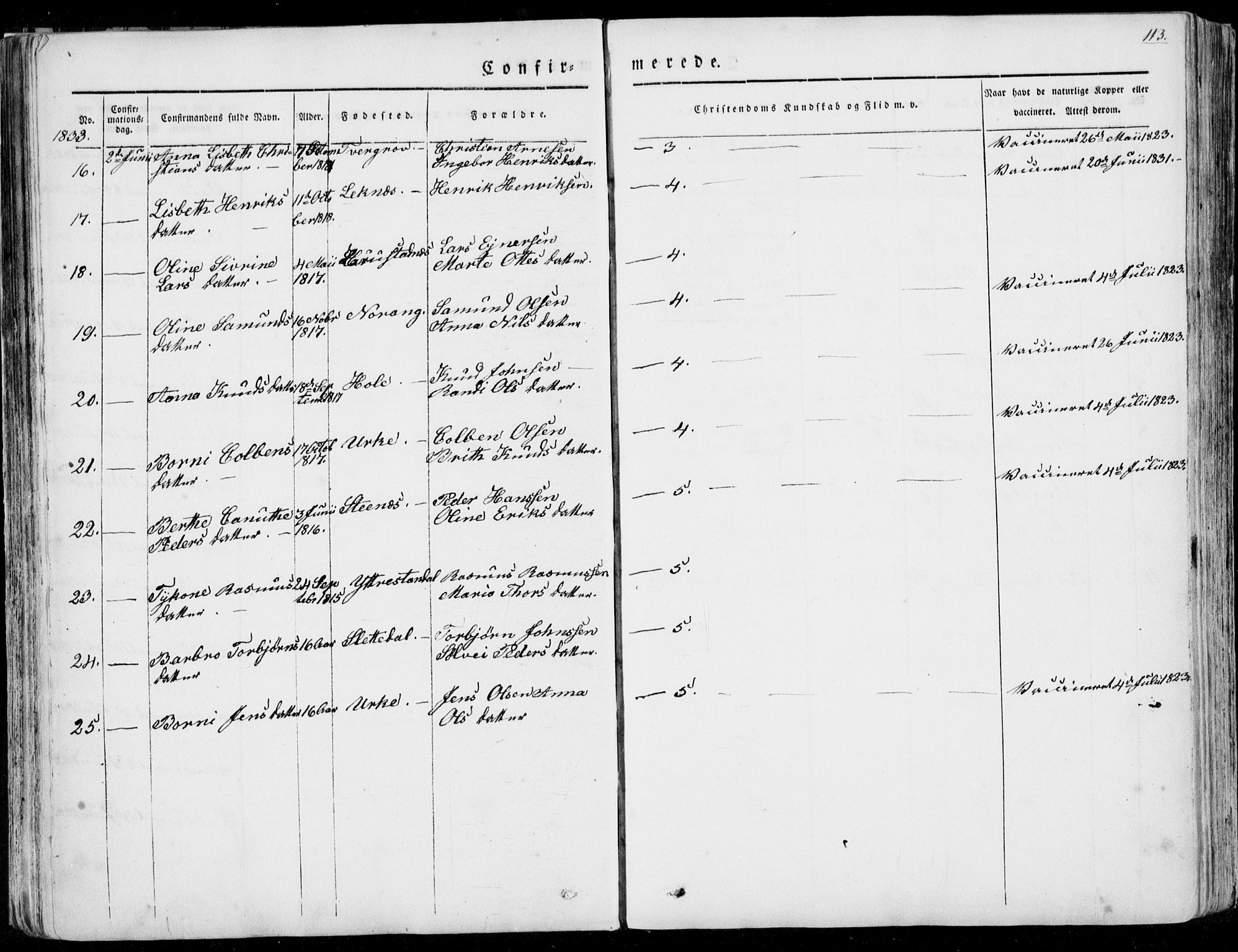 Ministerialprotokoller, klokkerbøker og fødselsregistre - Møre og Romsdal, AV/SAT-A-1454/515/L0208: Parish register (official) no. 515A04, 1830-1846, p. 113