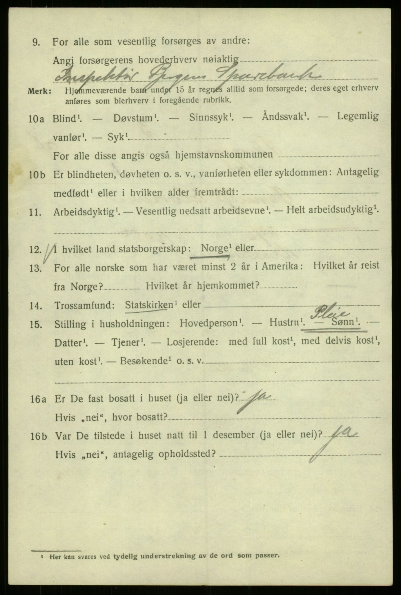 SAB, 1920 census for Bergen, 1920, p. 123688