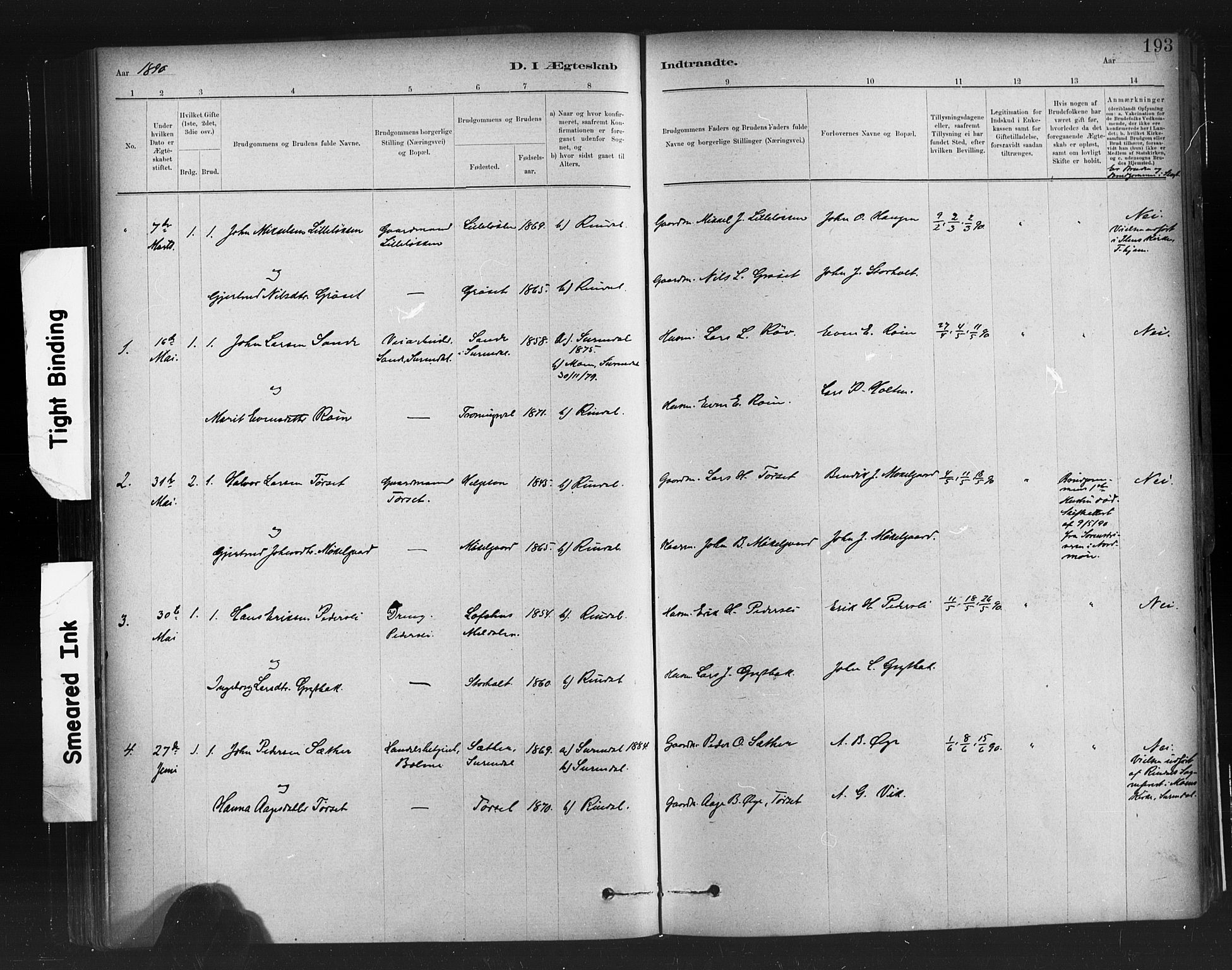 Ministerialprotokoller, klokkerbøker og fødselsregistre - Møre og Romsdal, AV/SAT-A-1454/598/L1069: Parish register (official) no. 598A03, 1882-1895, p. 193