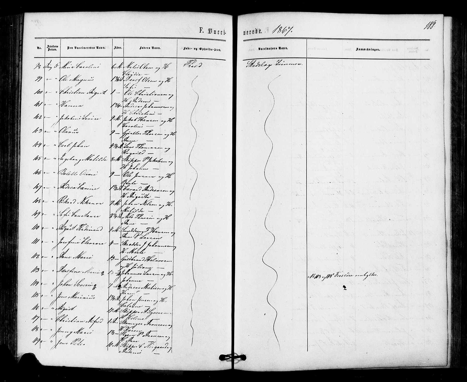 Halden prestekontor Kirkebøker, AV/SAO-A-10909/F/Fa/L0010: Parish register (official) no. I 10, 1866-1877, p. 188