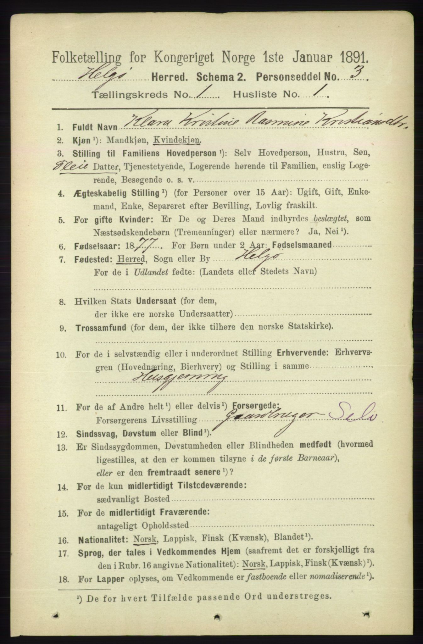 RA, 1891 census for 1935 Helgøy, 1891, p. 50