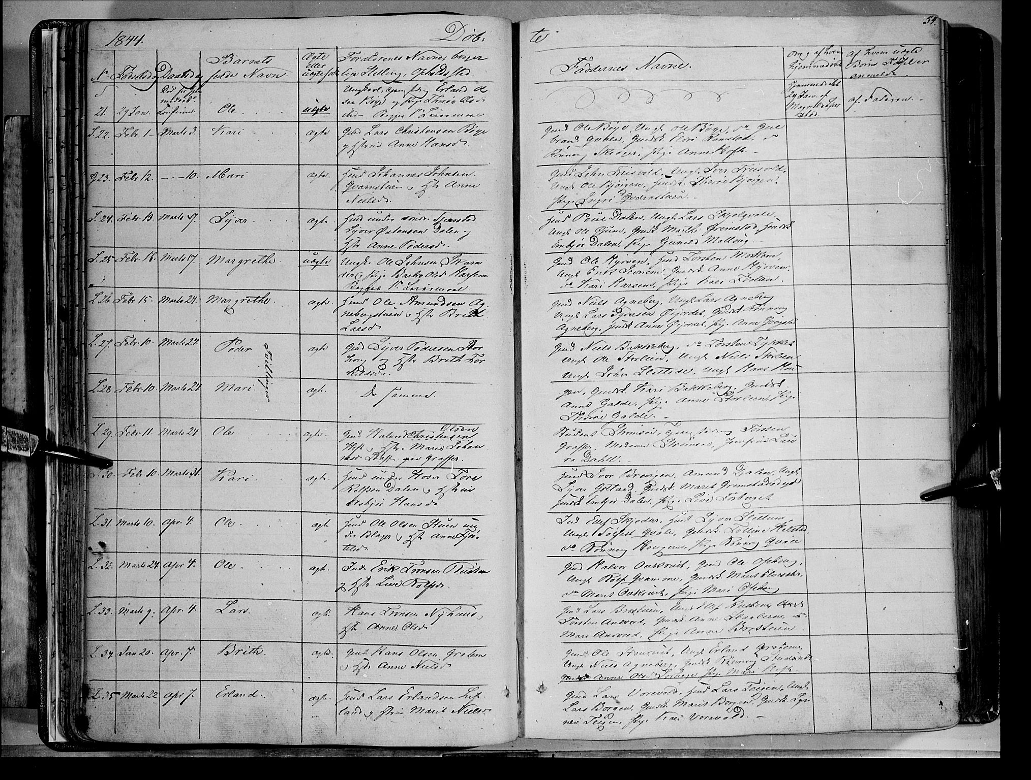 Lom prestekontor, SAH/PREST-070/K/L0006: Parish register (official) no. 6A, 1837-1863, p. 54
