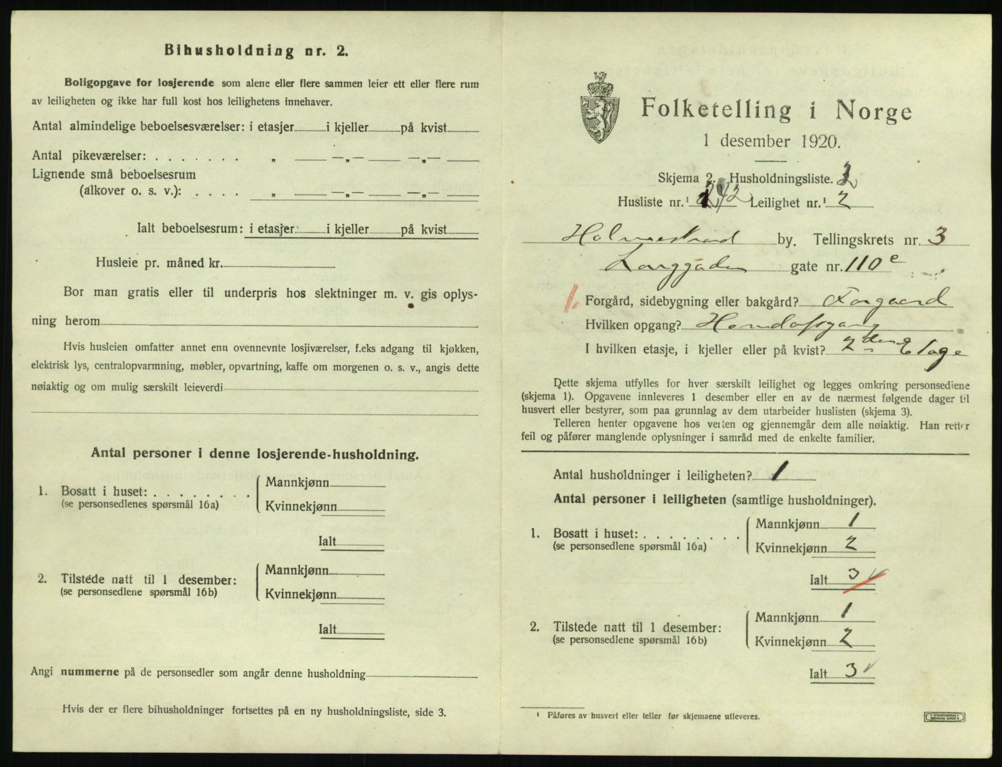 SAKO, 1920 census for Holmestrand, 1920, p. 1432