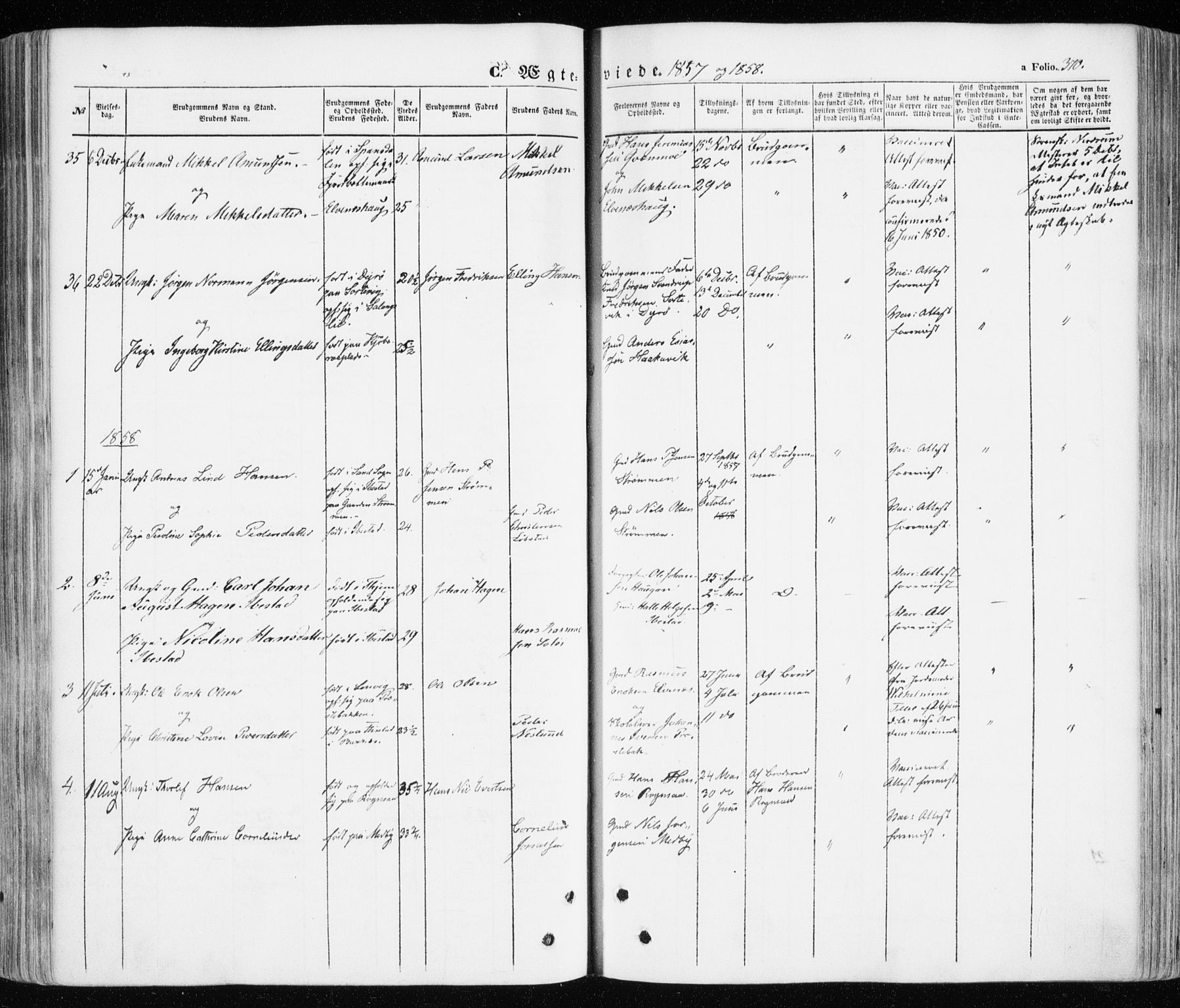 Ibestad sokneprestembete, SATØ/S-0077/H/Ha/Haa/L0008kirke: Parish register (official) no. 8, 1850-1859, p. 370