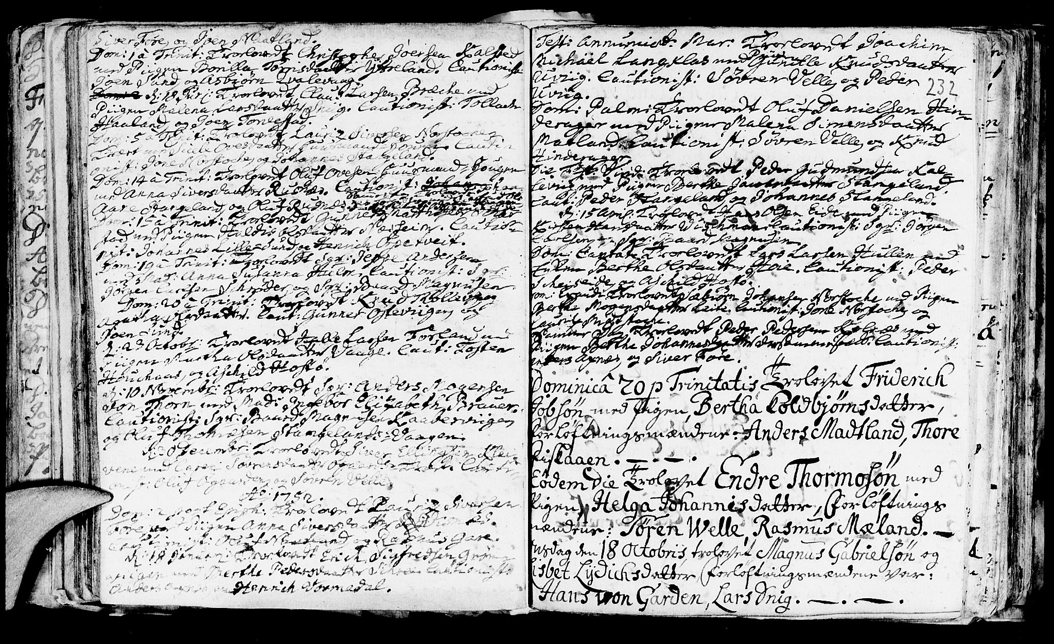 Avaldsnes sokneprestkontor, SAST/A -101851/H/Ha/Haa/L0001: Parish register (official) no. A 1, 1711-1764, p. 232