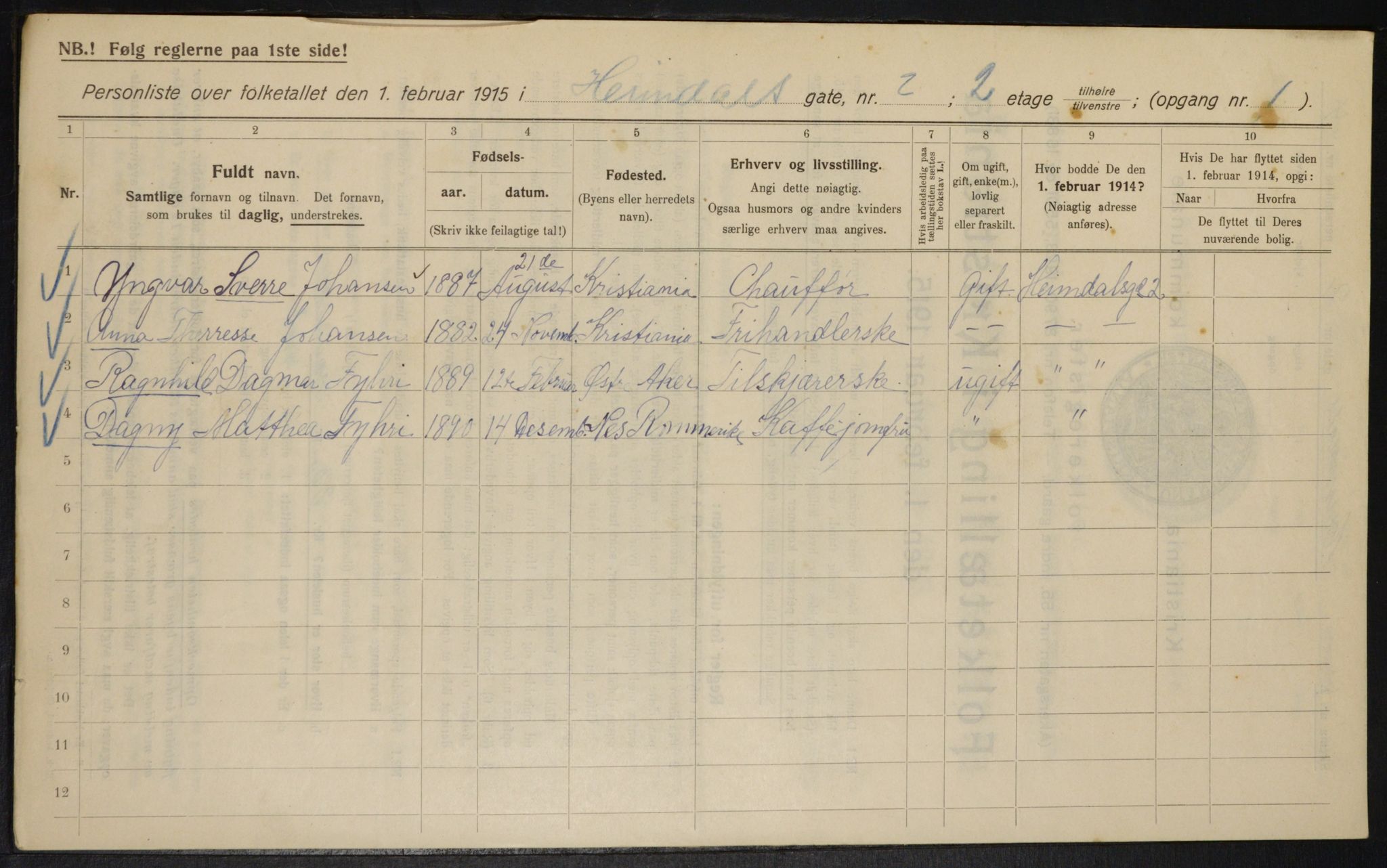 OBA, Municipal Census 1915 for Kristiania, 1915, p. 36227