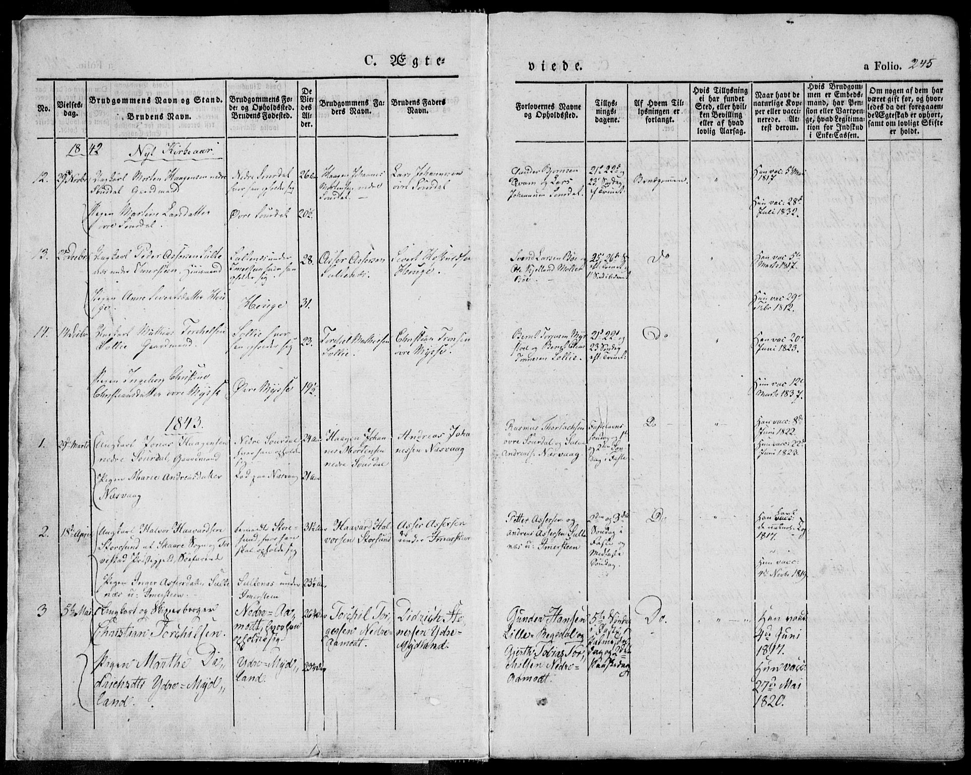 Sokndal sokneprestkontor, SAST/A-101808: Parish register (official) no. A 8.2, 1842-1857, p. 245