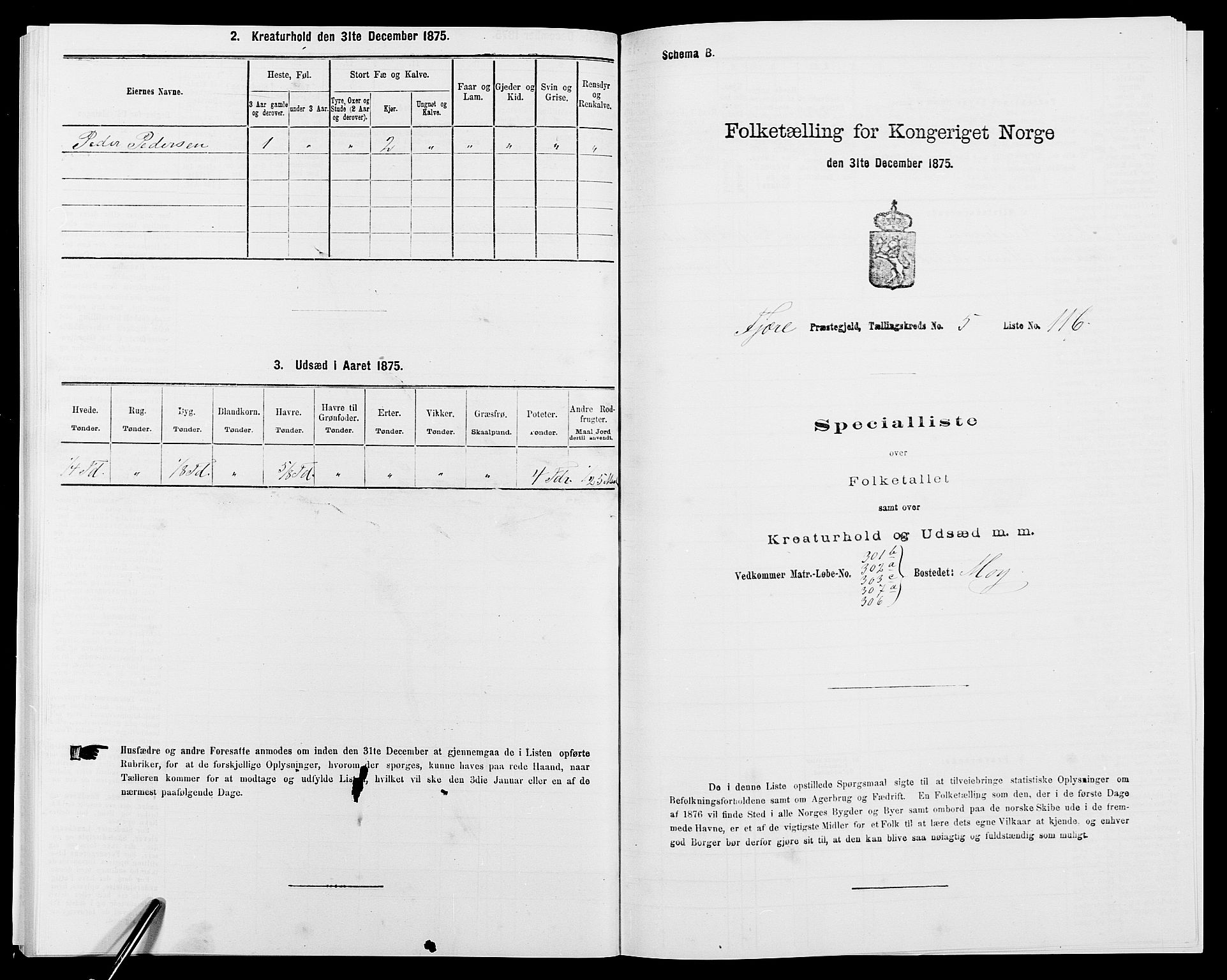 SAK, 1875 census for 0923L Fjære/Fjære, 1875, p. 1381