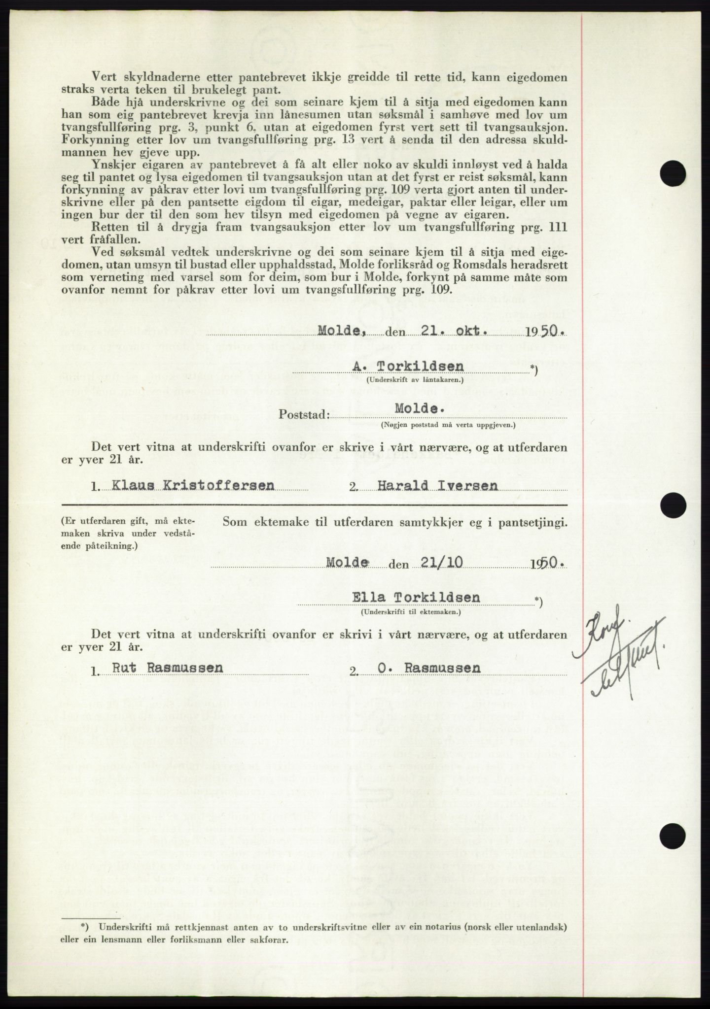 Nordmøre sorenskriveri, AV/SAT-A-4132/1/2/2Ca: Mortgage book no. B106, 1950-1950, Diary no: : 3316/1950