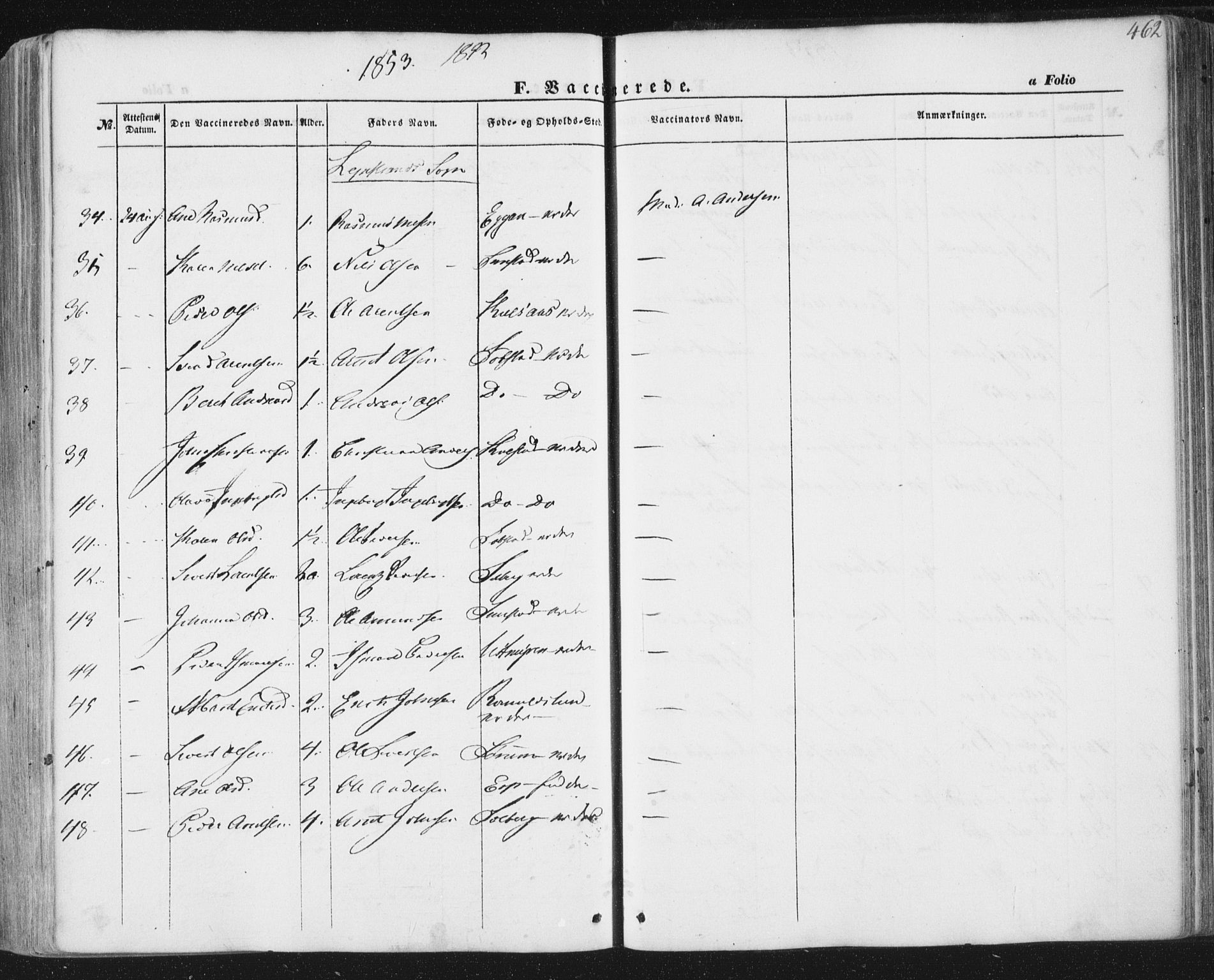 Ministerialprotokoller, klokkerbøker og fødselsregistre - Sør-Trøndelag, AV/SAT-A-1456/691/L1076: Parish register (official) no. 691A08, 1852-1861, p. 462