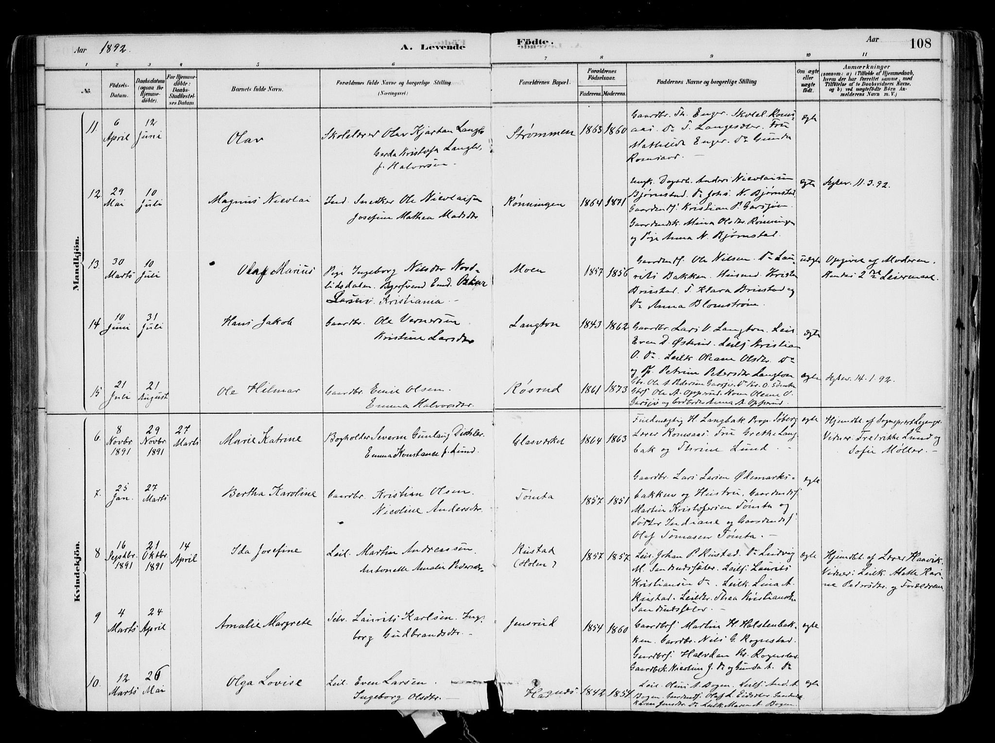 Hurdal prestekontor Kirkebøker, AV/SAO-A-10889/F/Fa/L0007: Parish register (official) no. I 7, 1878-1906, p. 108