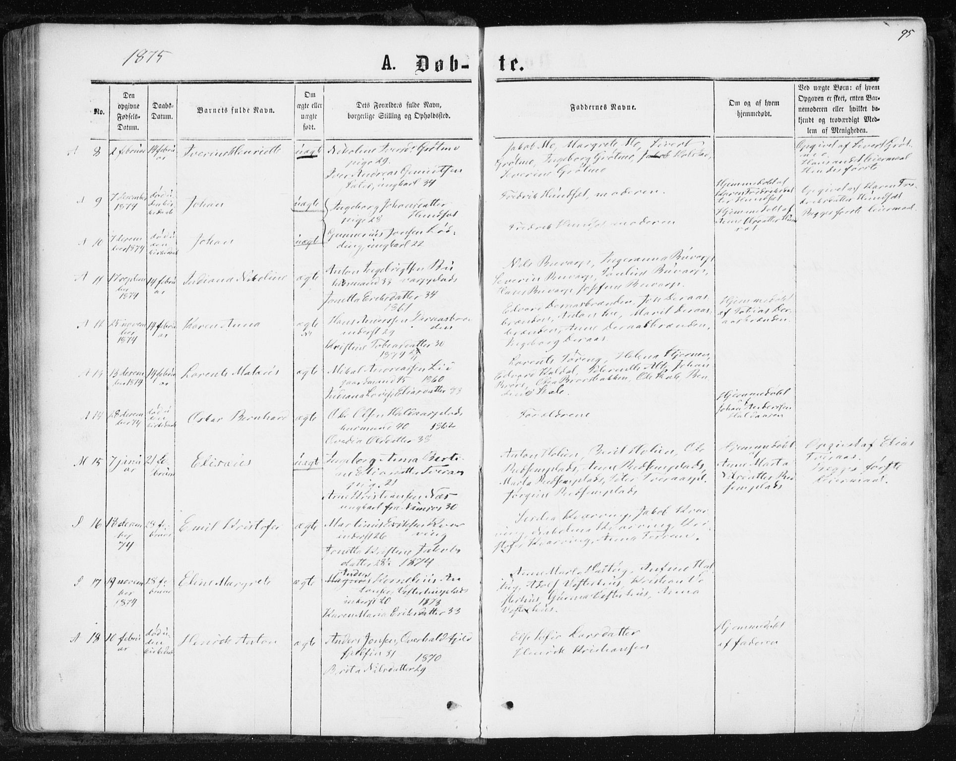Ministerialprotokoller, klokkerbøker og fødselsregistre - Nord-Trøndelag, SAT/A-1458/741/L0394: Parish register (official) no. 741A08, 1864-1877, p. 95
