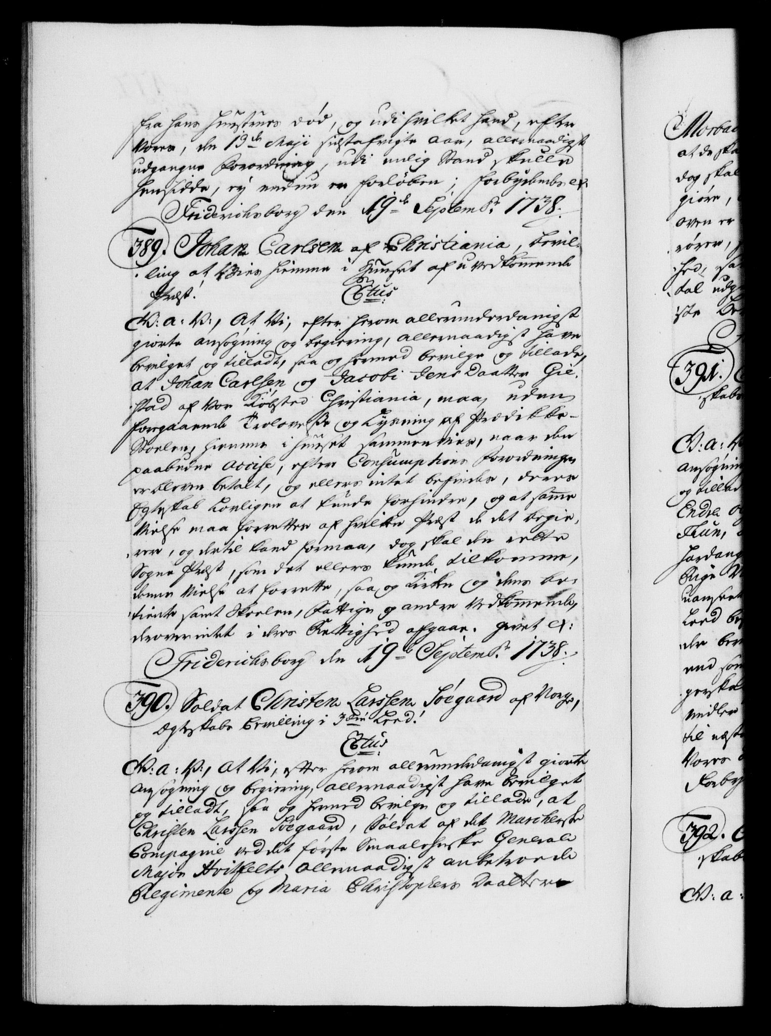 Danske Kanselli 1572-1799, AV/RA-EA-3023/F/Fc/Fca/Fcaa/L0030: Norske registre, 1737-1738, p. 477b