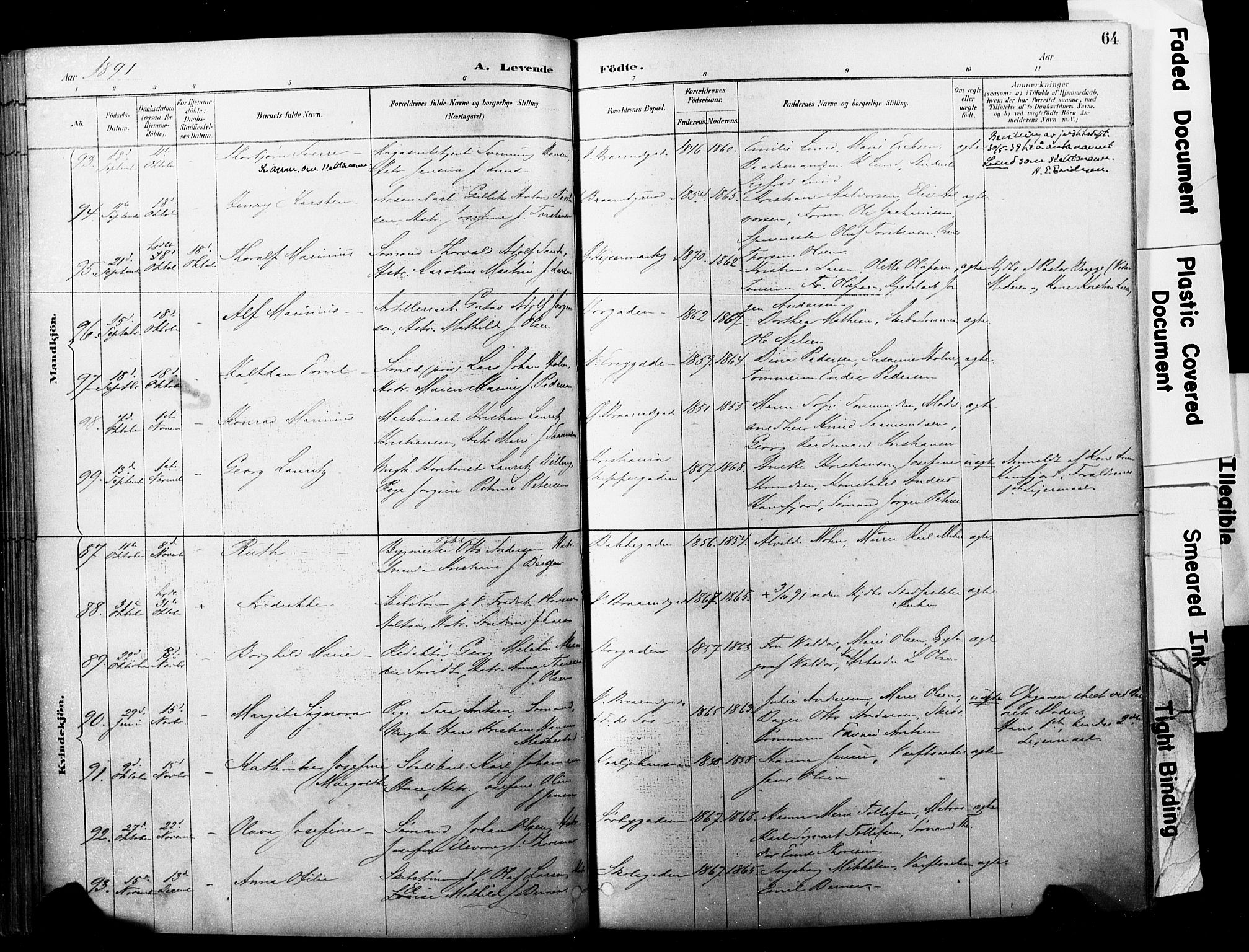 Horten kirkebøker, AV/SAKO-A-348/F/Fa/L0004: Parish register (official) no. 4, 1888-1895, p. 64