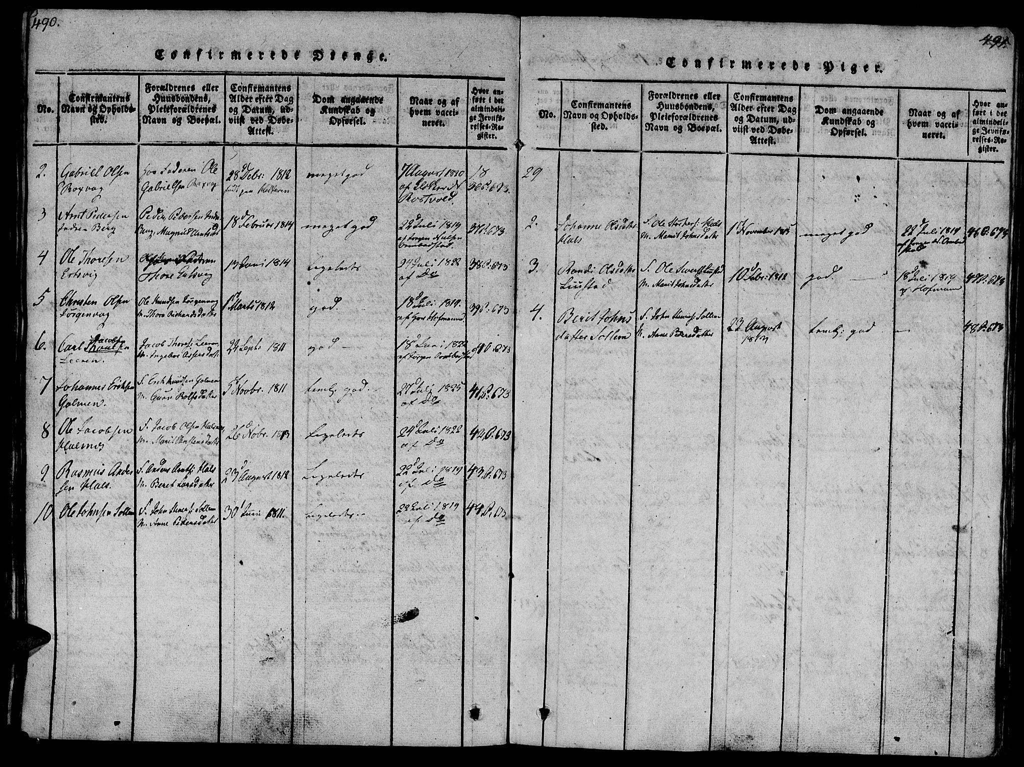 Ministerialprotokoller, klokkerbøker og fødselsregistre - Møre og Romsdal, AV/SAT-A-1454/581/L0933: Parish register (official) no. 581A03 /1, 1819-1836, p. 490-491