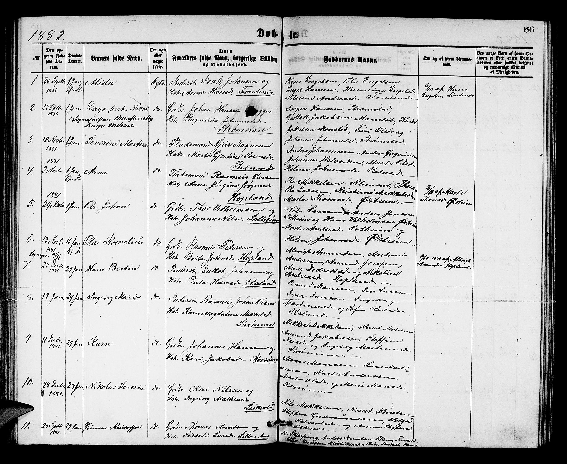 Lindås Sokneprestembete, SAB/A-76701/H/Hab: Parish register (copy) no. C 2, 1868-1885, p. 66