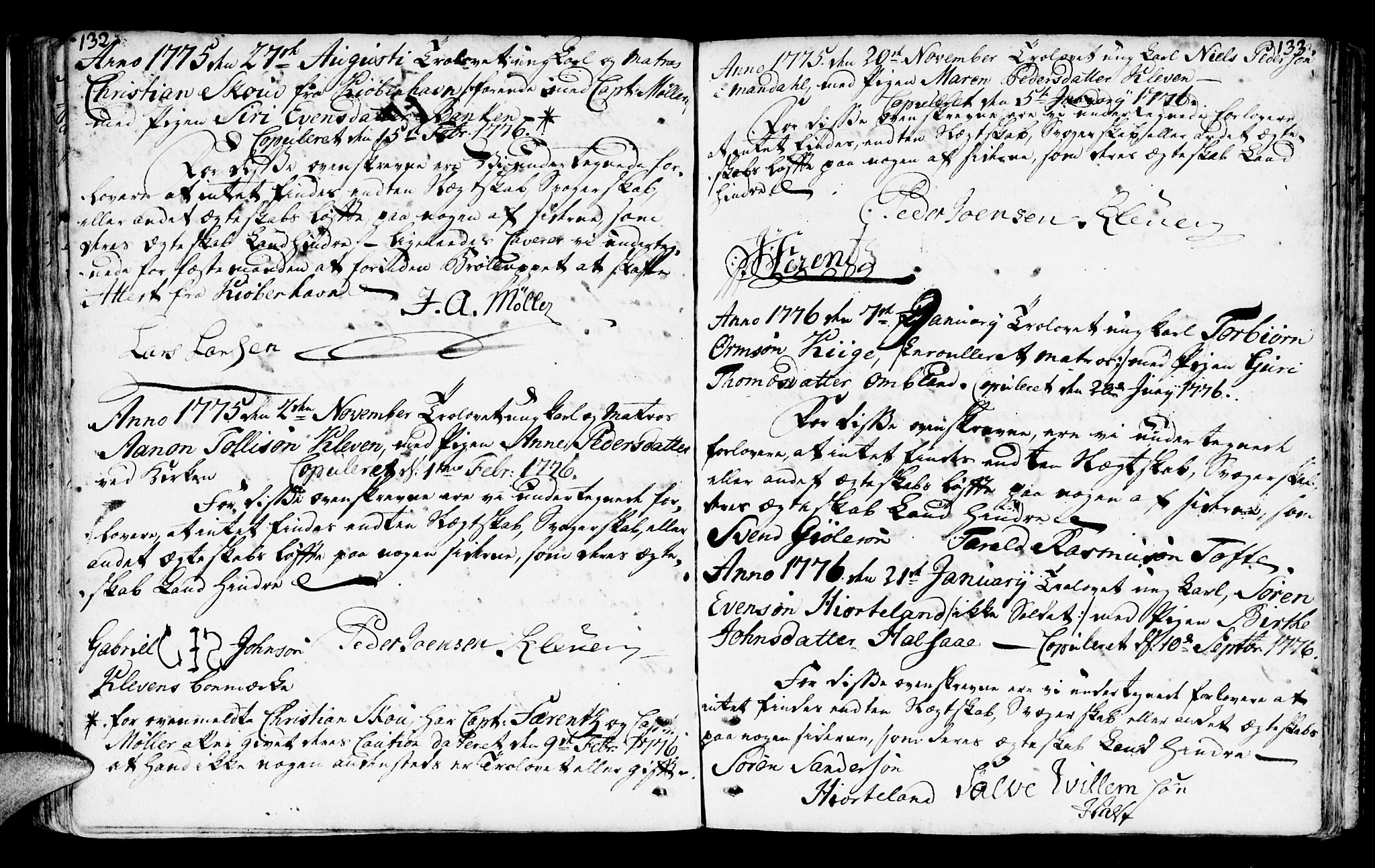 Mandal sokneprestkontor, AV/SAK-1111-0030/F/Fa/Faa/L0006: Parish register (official) no. A 6, 1755-1783, p. 132-133