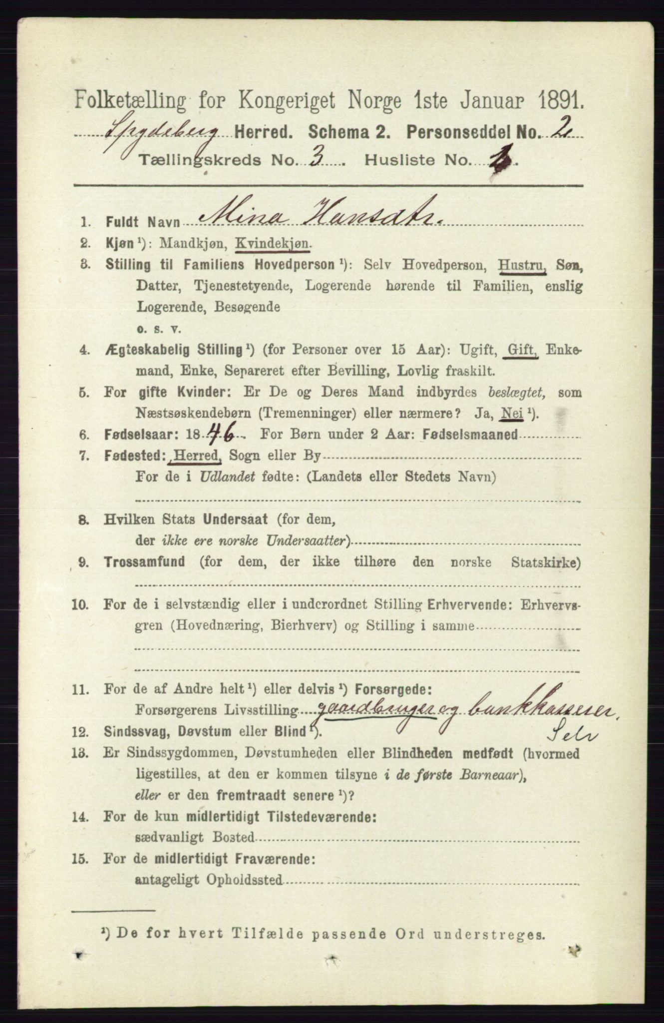 RA, 1891 census for 0123 Spydeberg, 1891, p. 1228