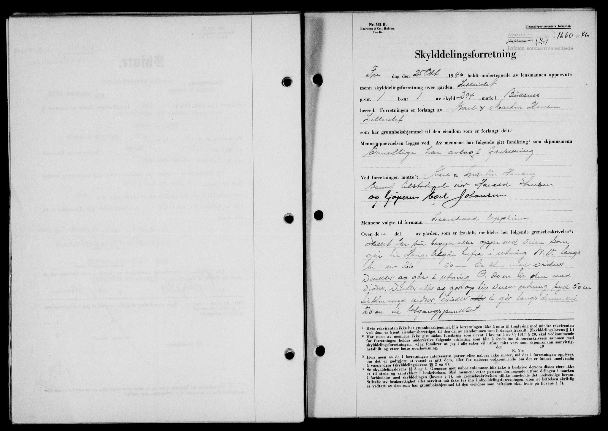 Lofoten sorenskriveri, SAT/A-0017/1/2/2C/L0015a: Mortgage book no. 15a, 1946-1947, Diary no: : 1660/1946