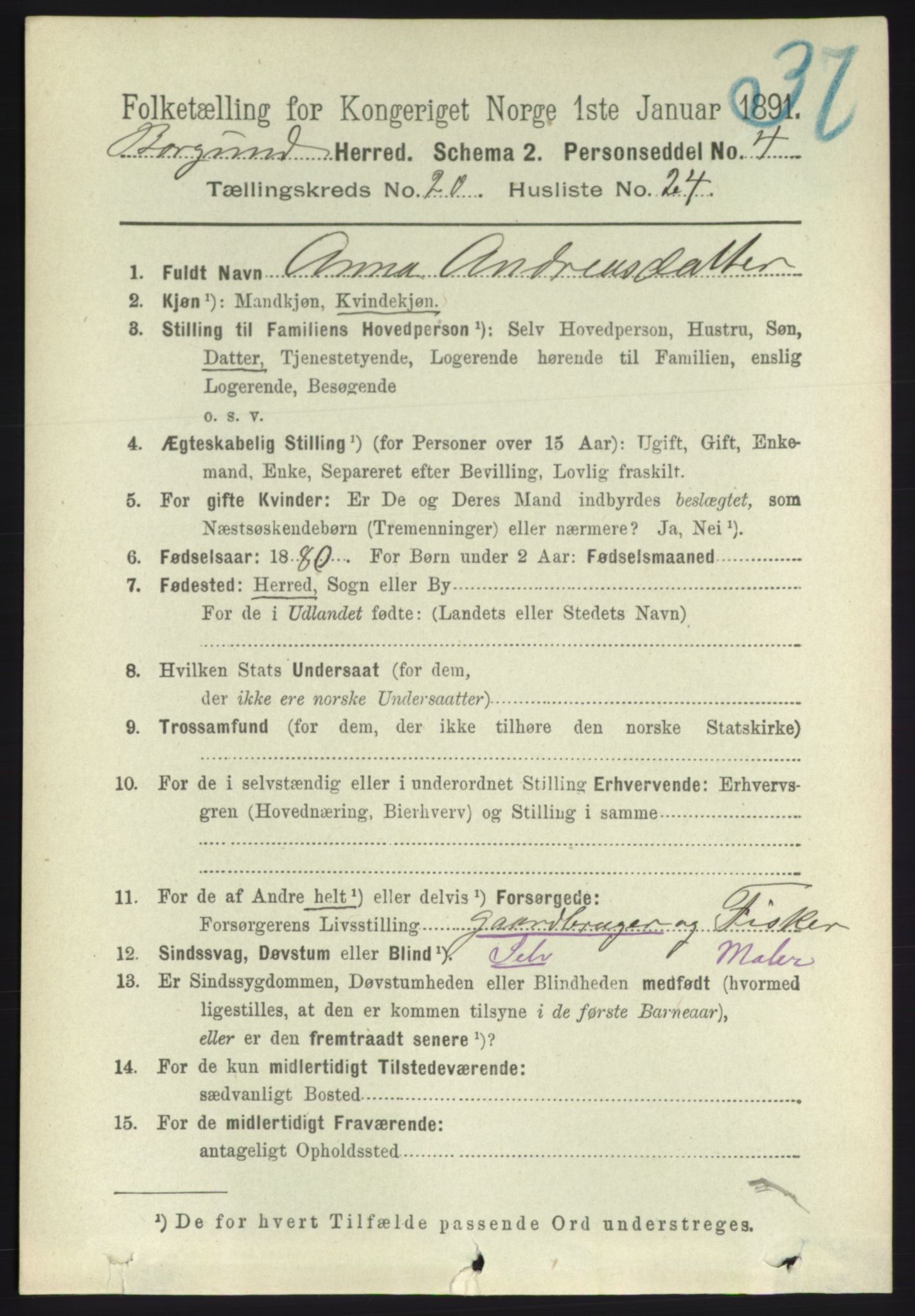 RA, 1891 census for 1531 Borgund, 1891, p. 6297