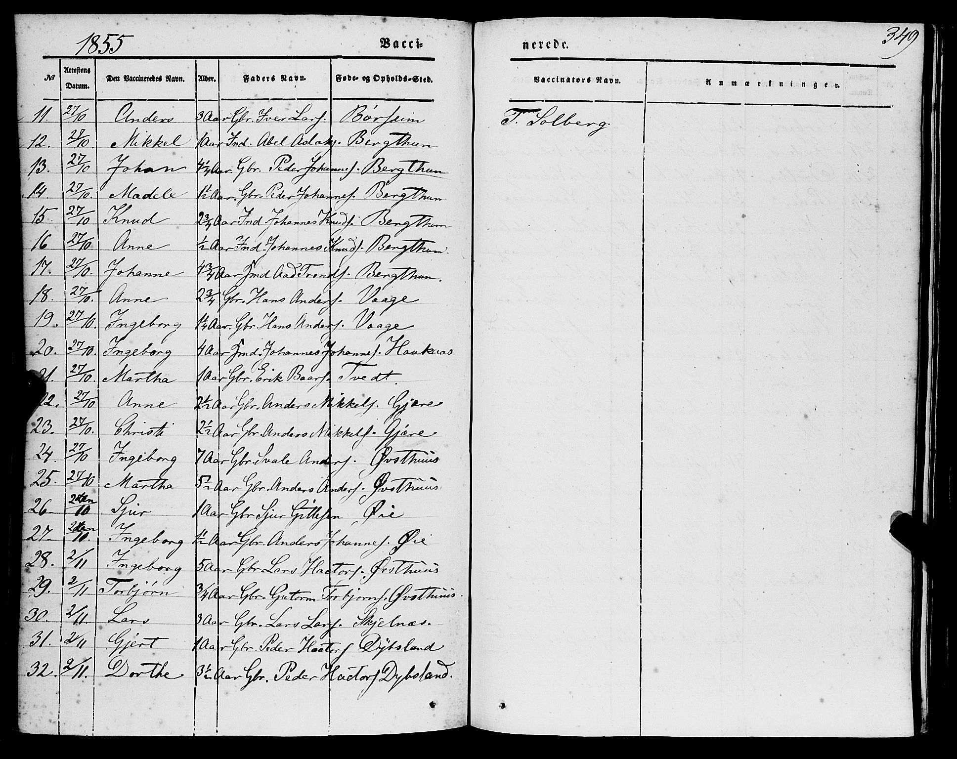 Strandebarm sokneprestembete, AV/SAB-A-78401/H/Haa: Parish register (official) no. A 7, 1844-1872, p. 349