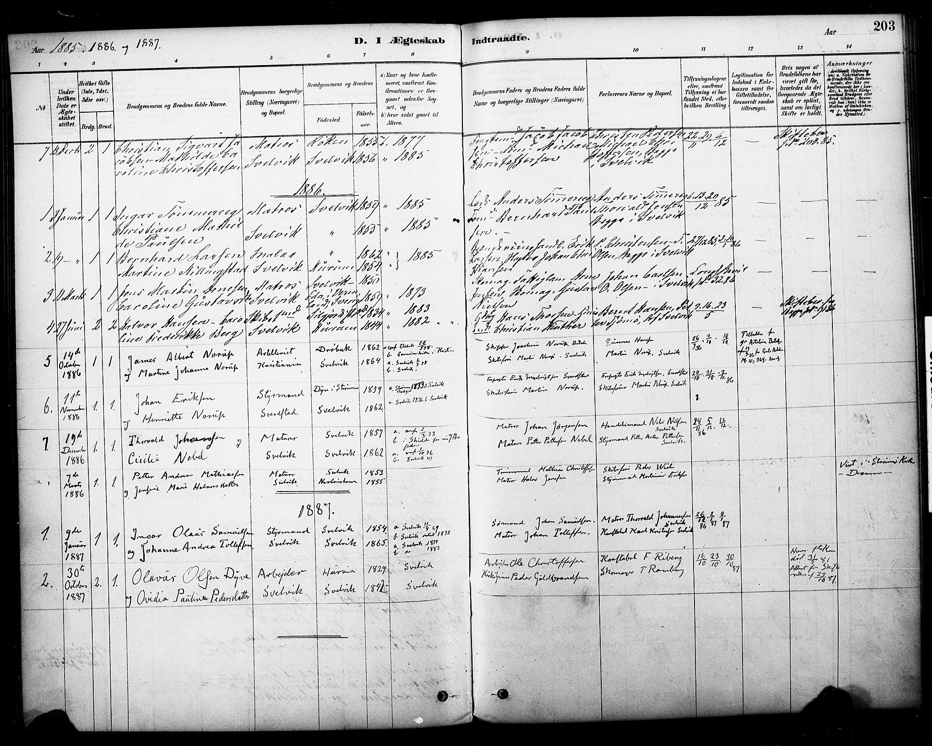 Strømm kirkebøker, AV/SAKO-A-322/F/Fb/L0001: Parish register (official) no. II 1, 1878-1899, p. 203