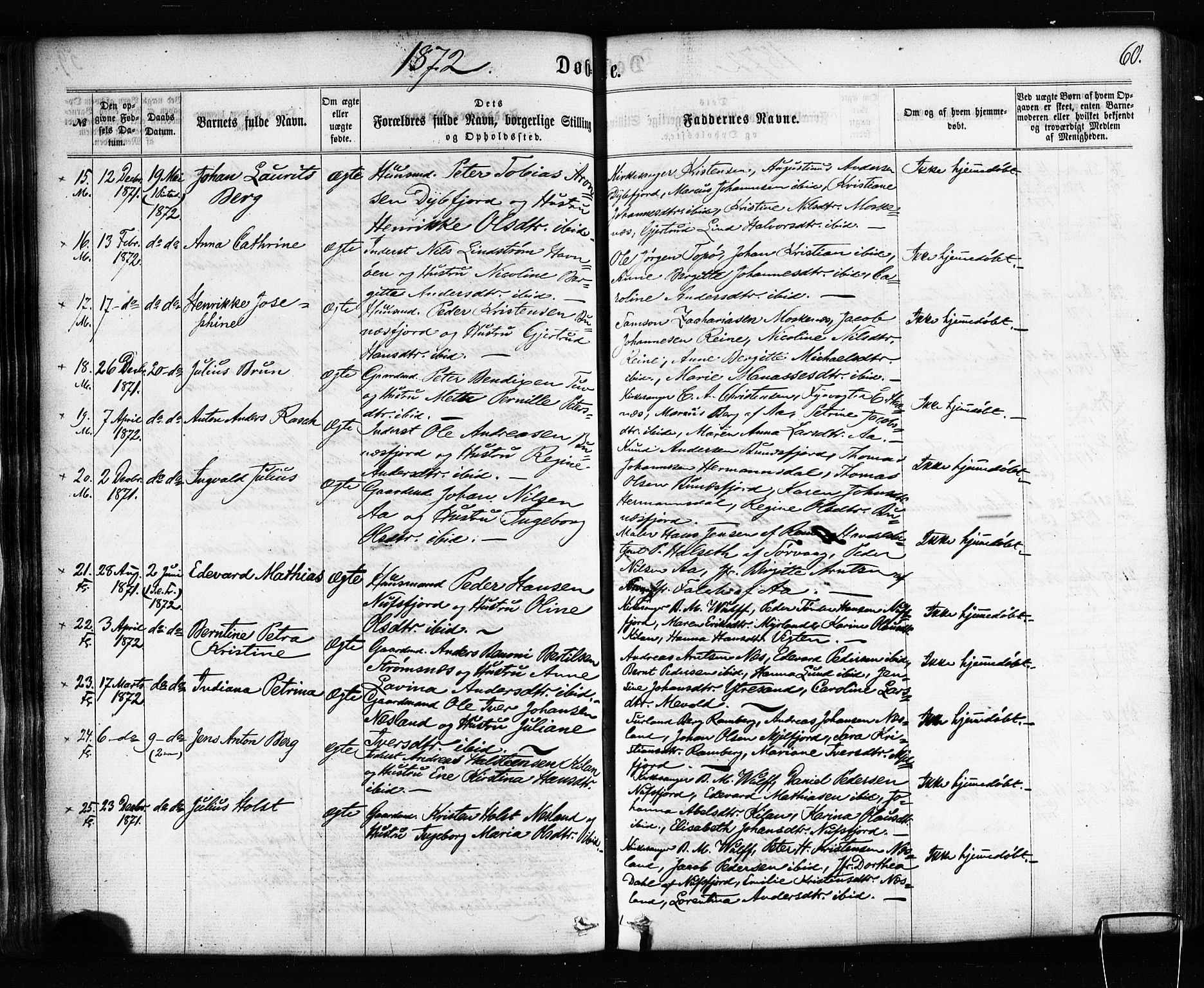 Ministerialprotokoller, klokkerbøker og fødselsregistre - Nordland, SAT/A-1459/885/L1203: Parish register (official) no. 885A04, 1859-1877, p. 60
