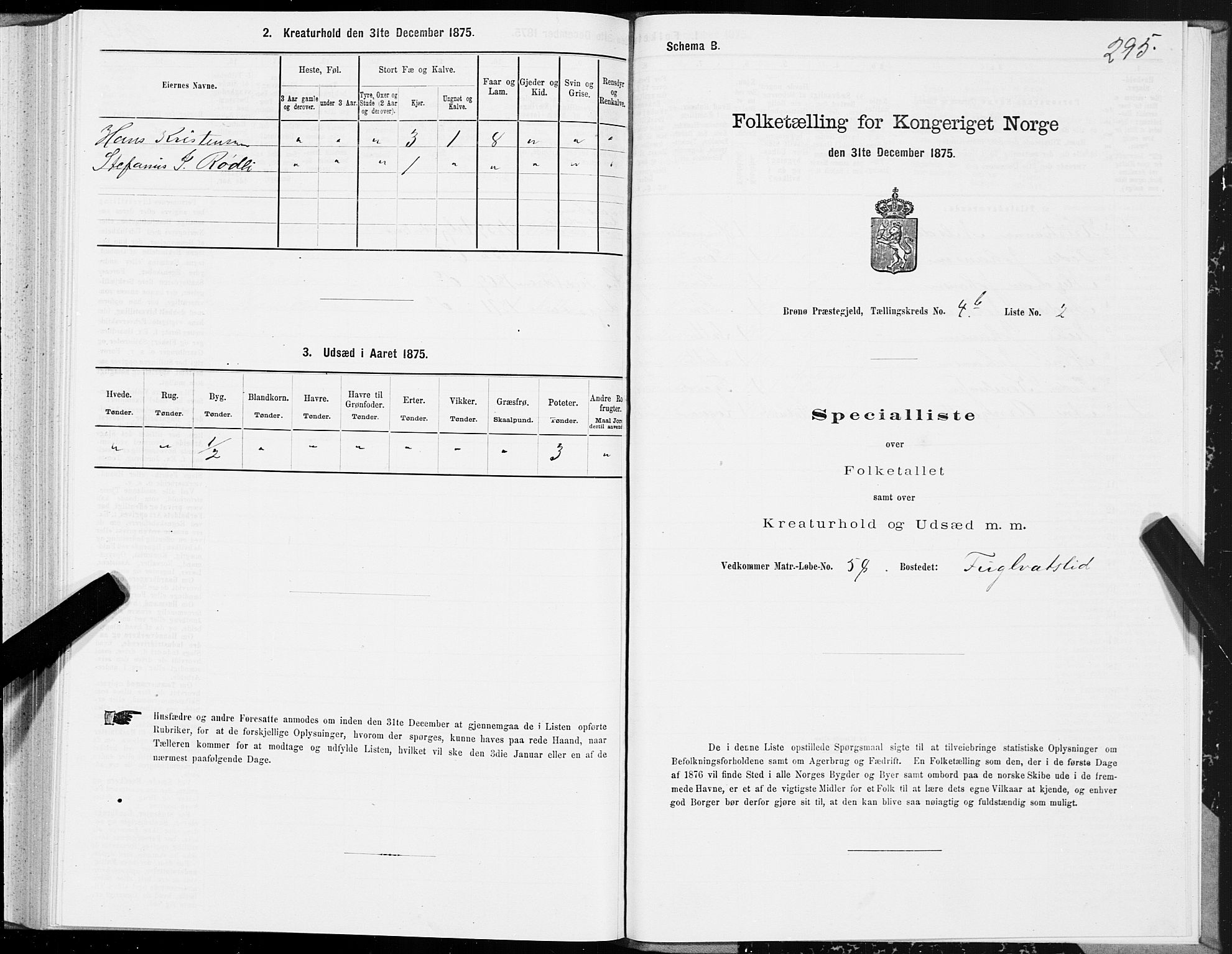 SAT, 1875 census for 1814P Brønnøy, 1875, p. 2295