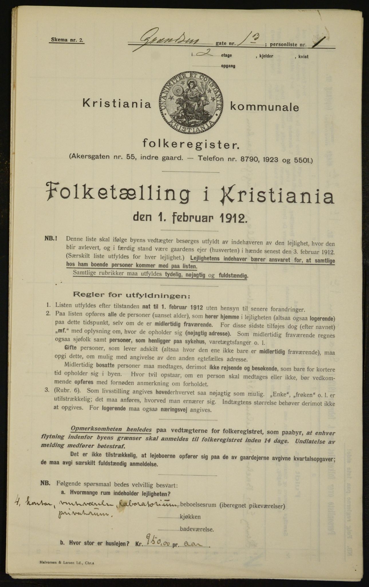 OBA, Municipal Census 1912 for Kristiania, 1912, p. 29518