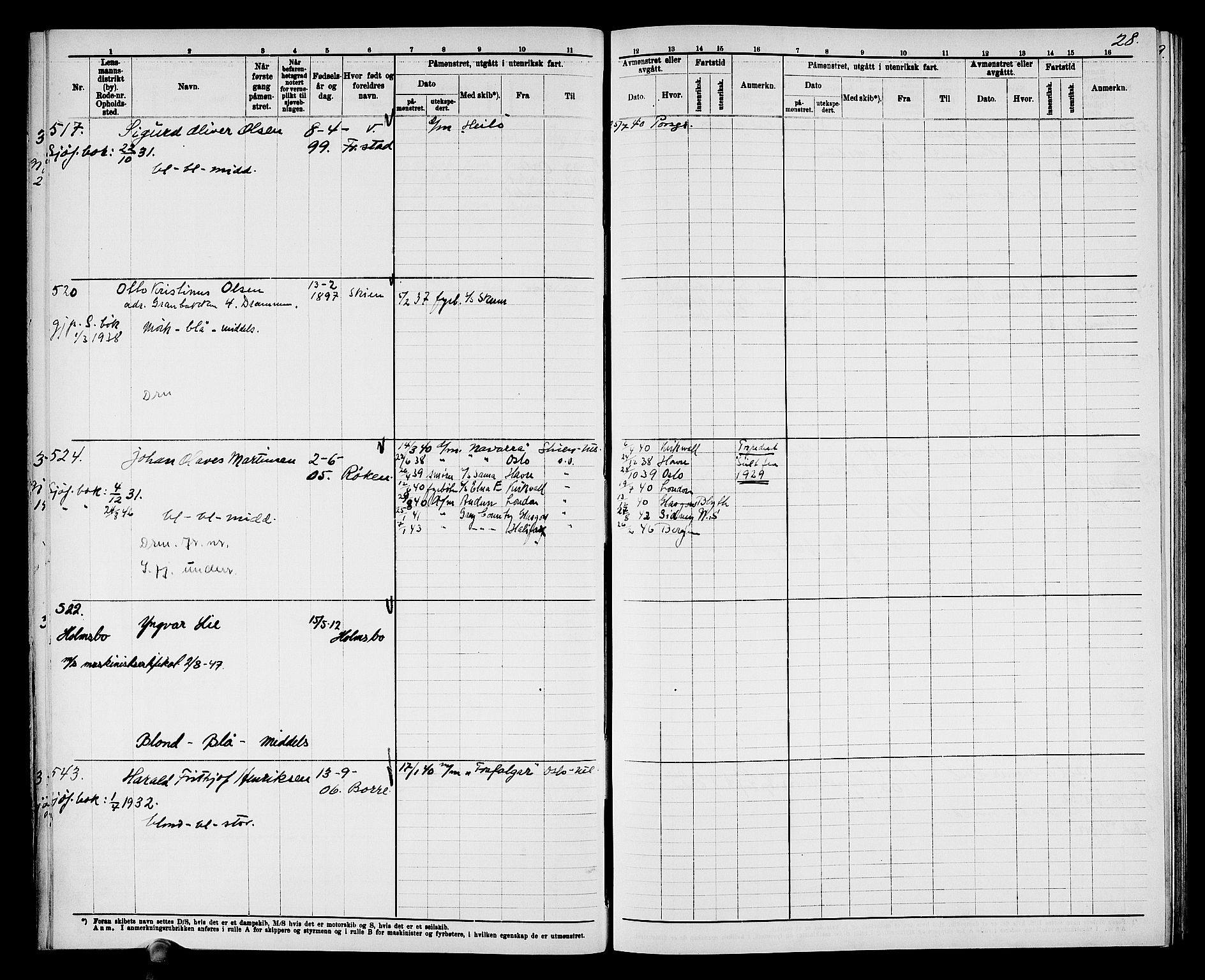 Drammen innrulleringsdistrikt, SAKO/A-781/F/Fd/L0004: Maskinist- og fyrbøterrulle, 1904-1948, p. 34