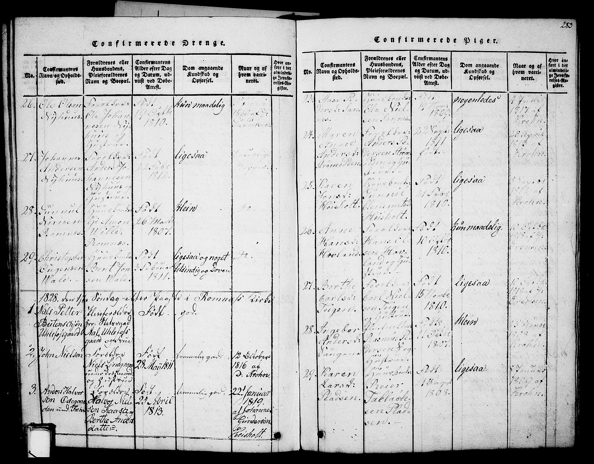 Holla kirkebøker, AV/SAKO-A-272/G/Ga/L0001: Parish register (copy) no. I 1, 1814-1830, p. 283