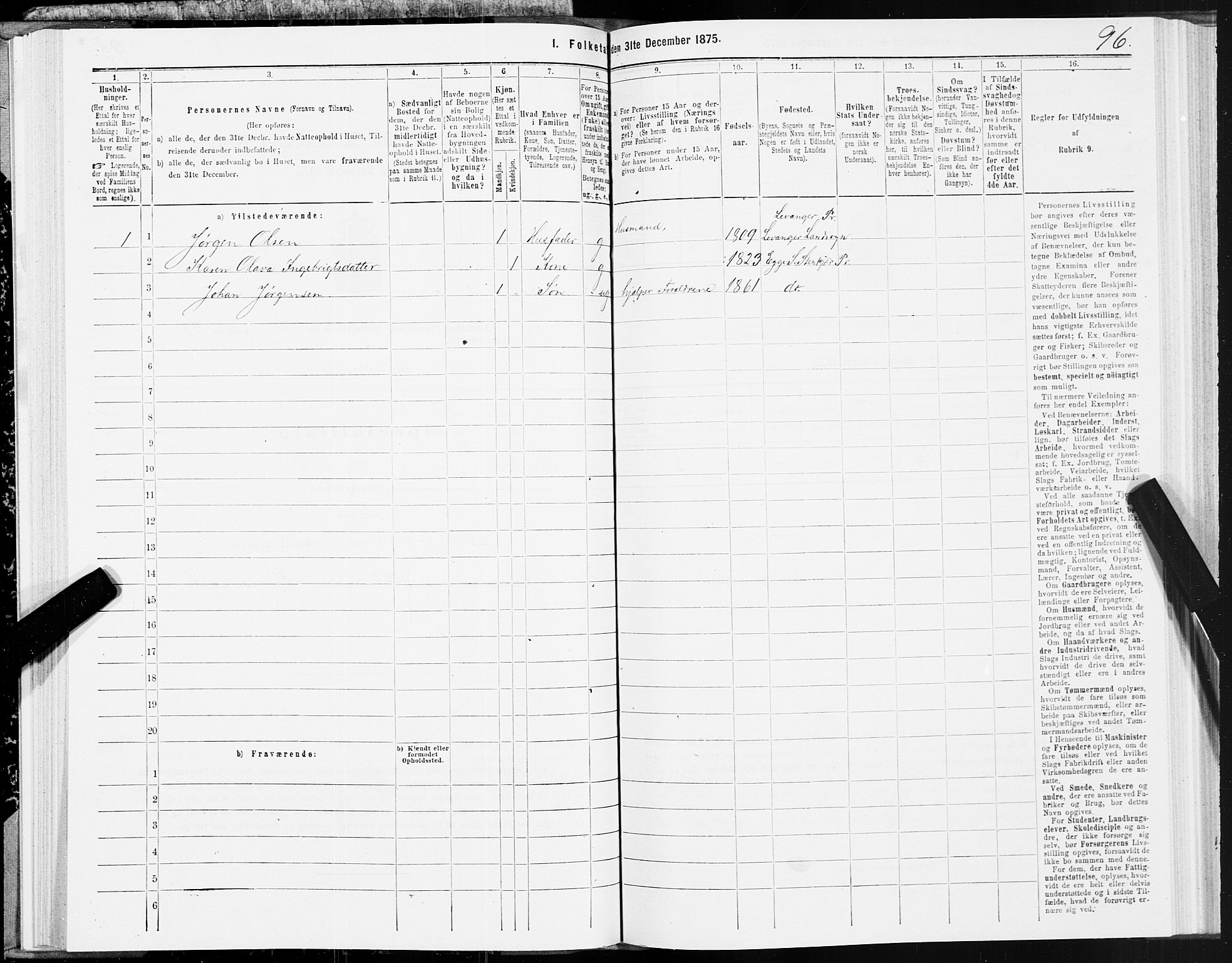 SAT, 1875 census for 1733L Steinkjer/Egge, 1875, p. 1096