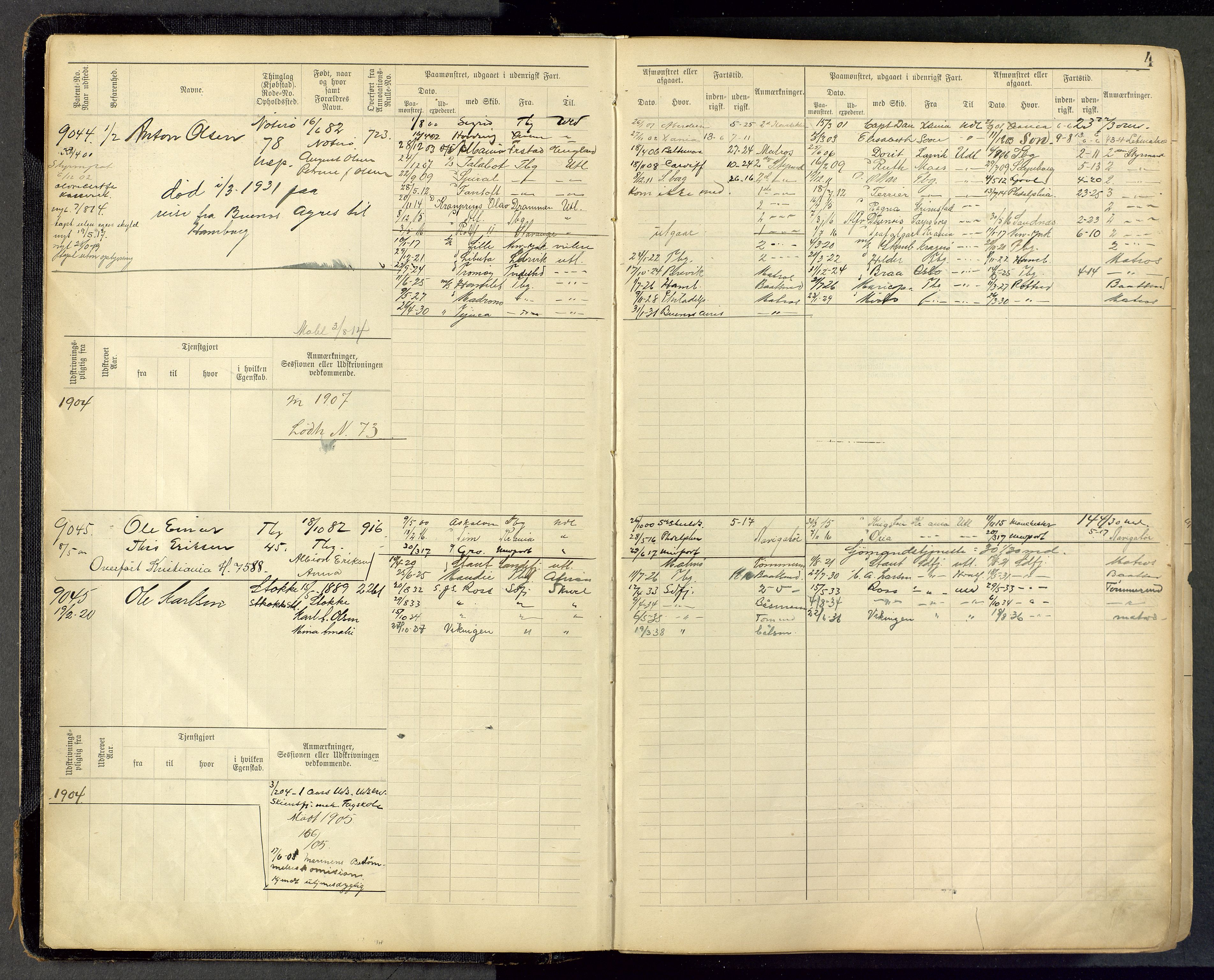 Tønsberg innrulleringskontor, AV/SAKO-A-786/F/Fc/Fca/L0011: Hovedrulle Patent nr. 9038-9992, 1900-1912, p. 4