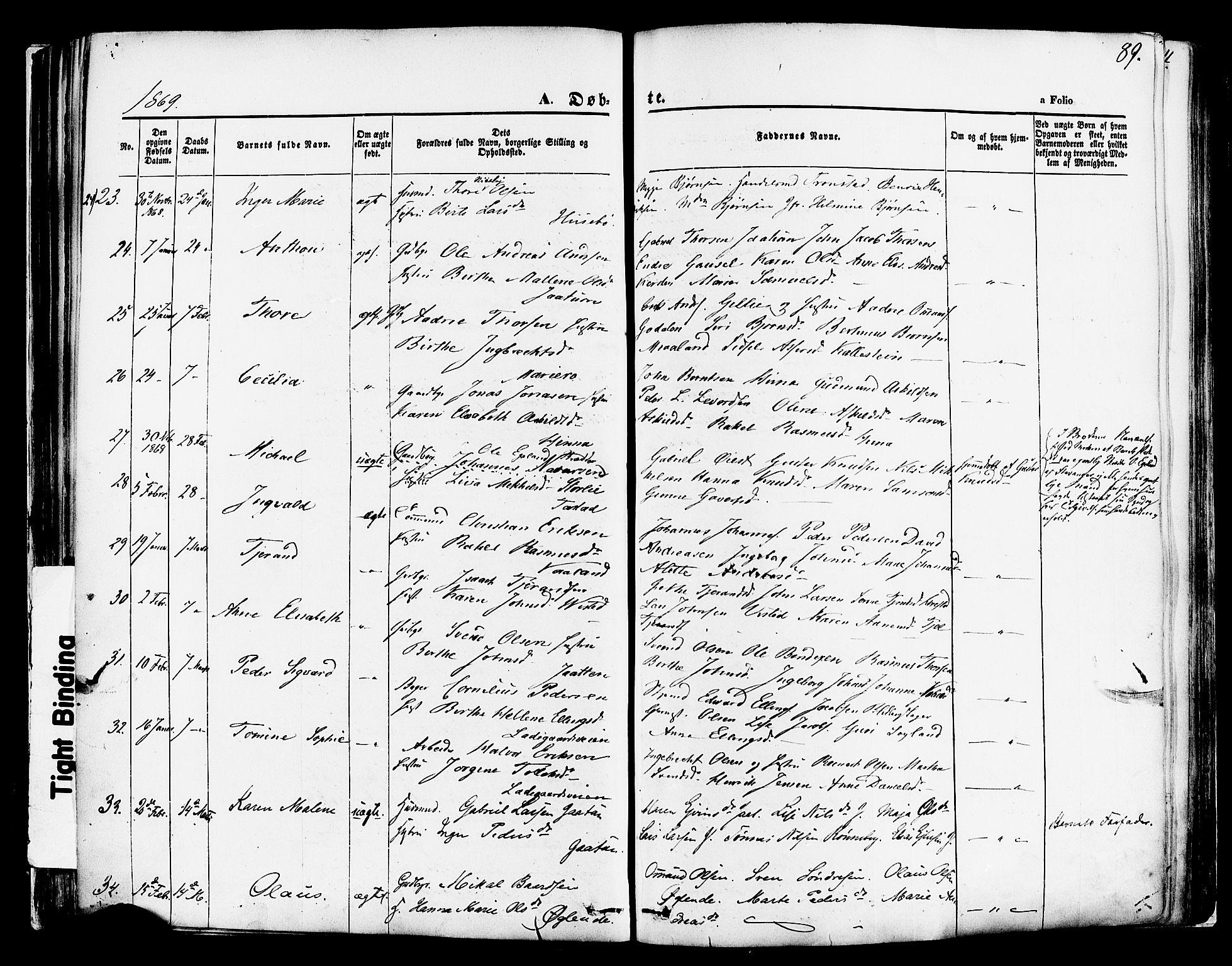 Hetland sokneprestkontor, AV/SAST-A-101826/30/30BA/L0003: Parish register (official) no. A 3, 1862-1876, p. 89