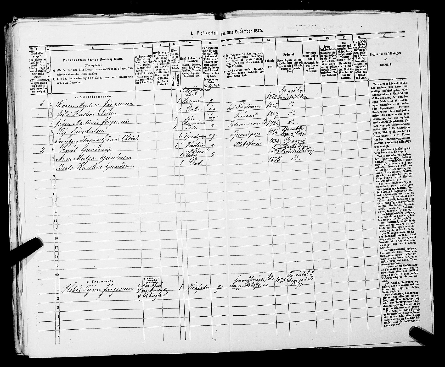 SAKO, 1875 census for 0816P Sannidal, 1875, p. 2154