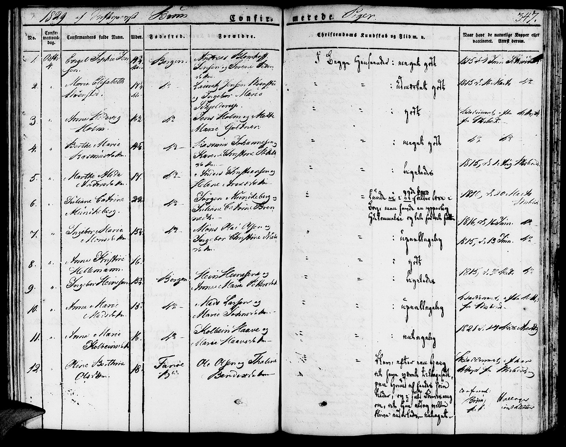 Domkirken sokneprestembete, AV/SAB-A-74801/H/Haa/L0012: Parish register (official) no. A 12, 1821-1840, p. 347